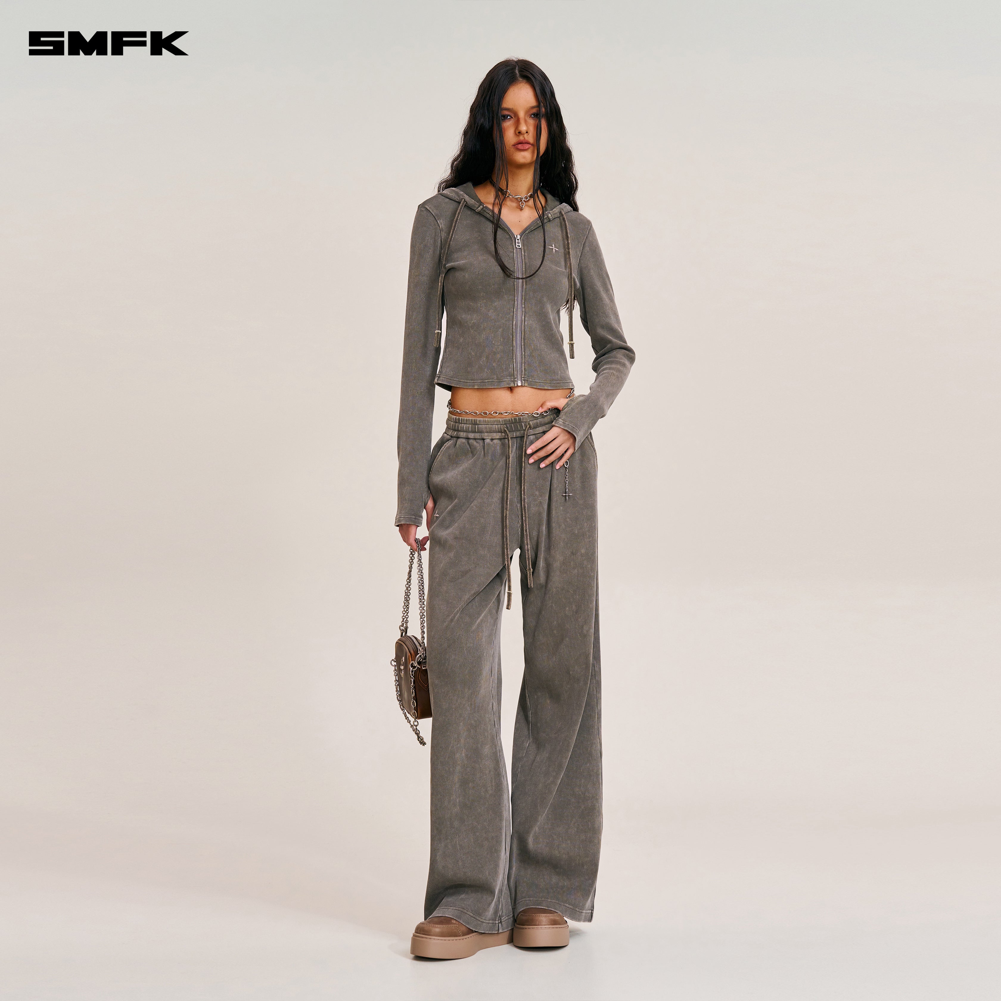 VINTAGE-SAVAGE SLIM SPORTS ZIP HOODIE/FADE DYE VANISH BROWN – SMFK