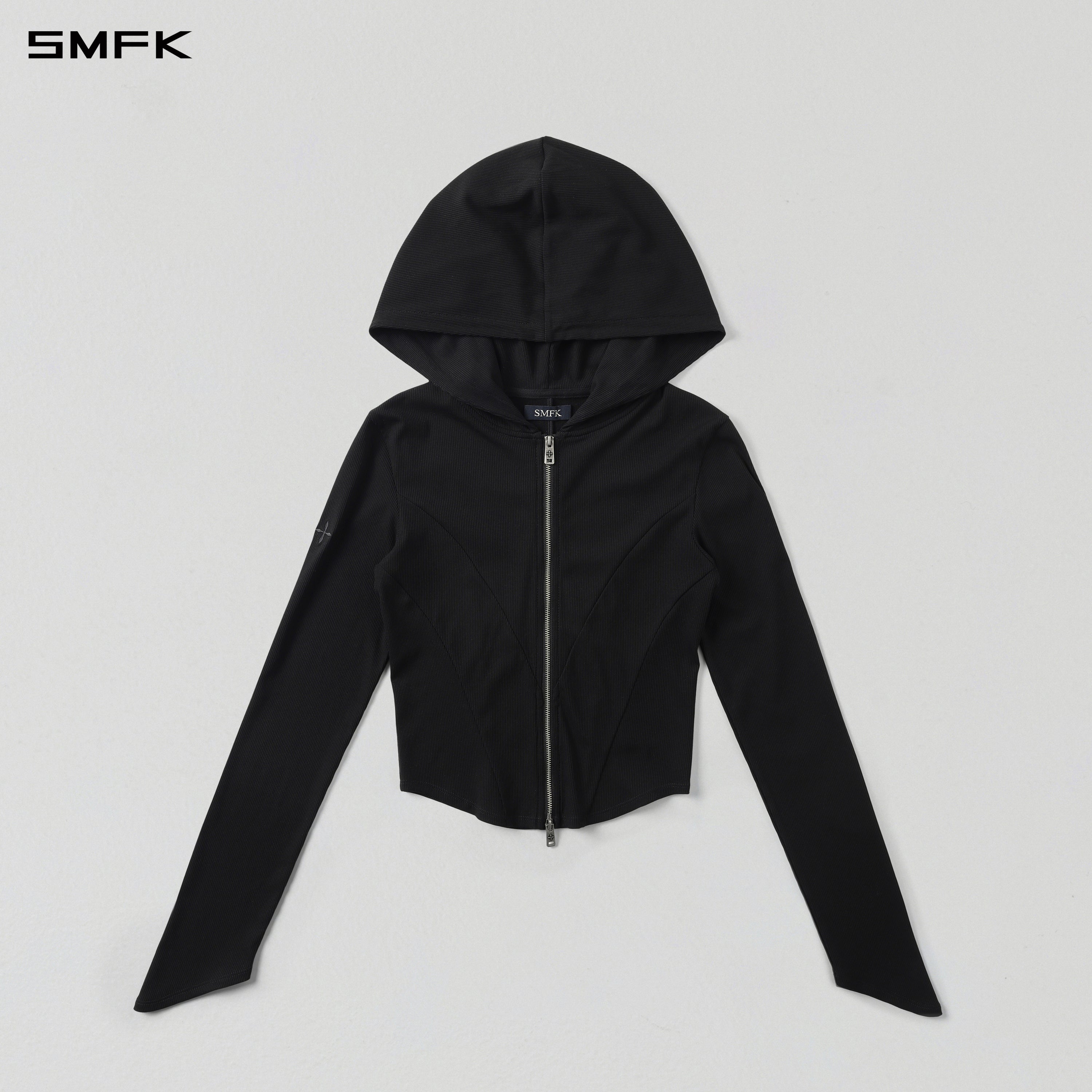 VINTAGE AEOLUS EVENING SLIM ZIP HOODIE/SLIK+COTTON/W WILD BLACK