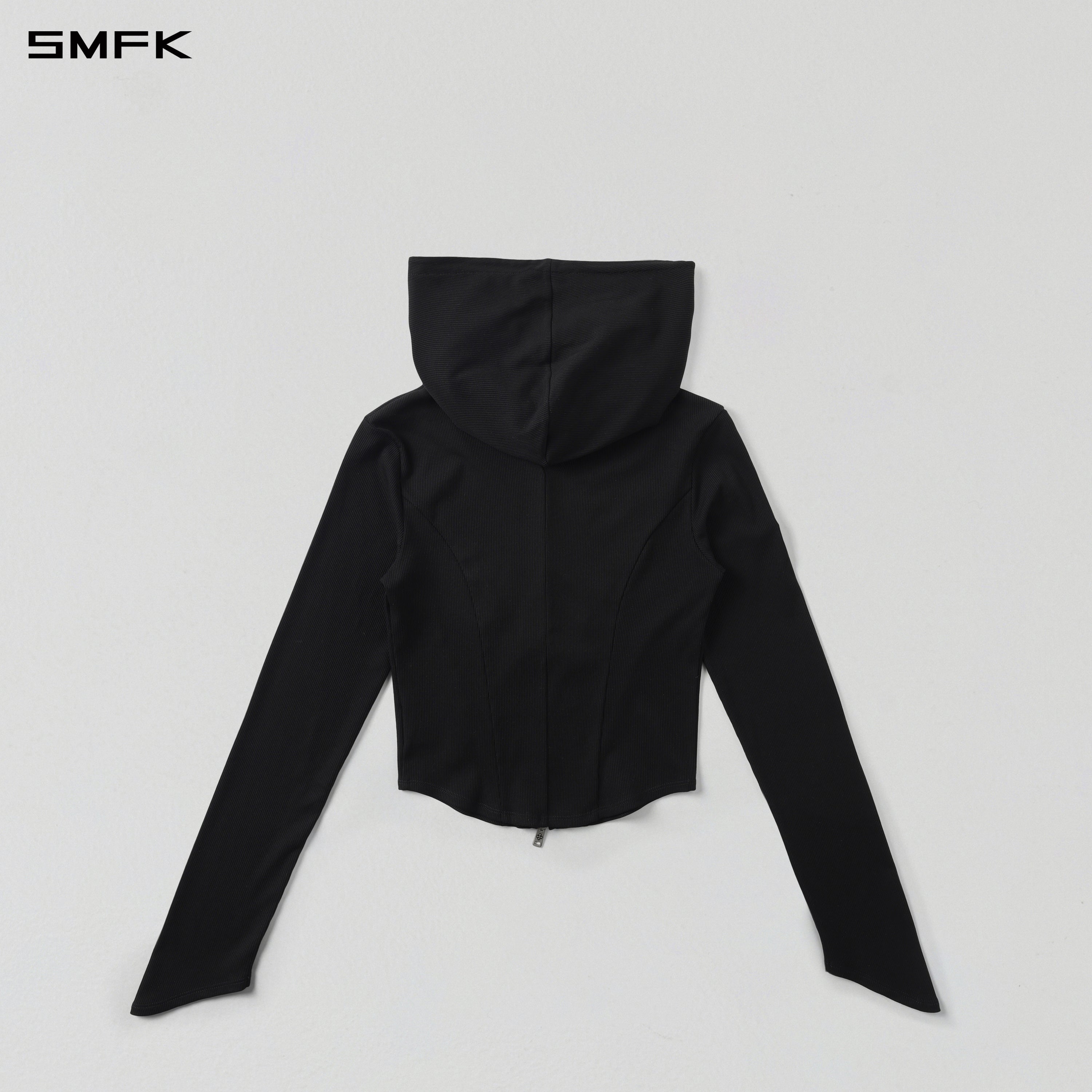 VINTAGE AEOLUS EVENING SLIM ZIP HOODIE/SLIK+COTTON/W WILD BLACK