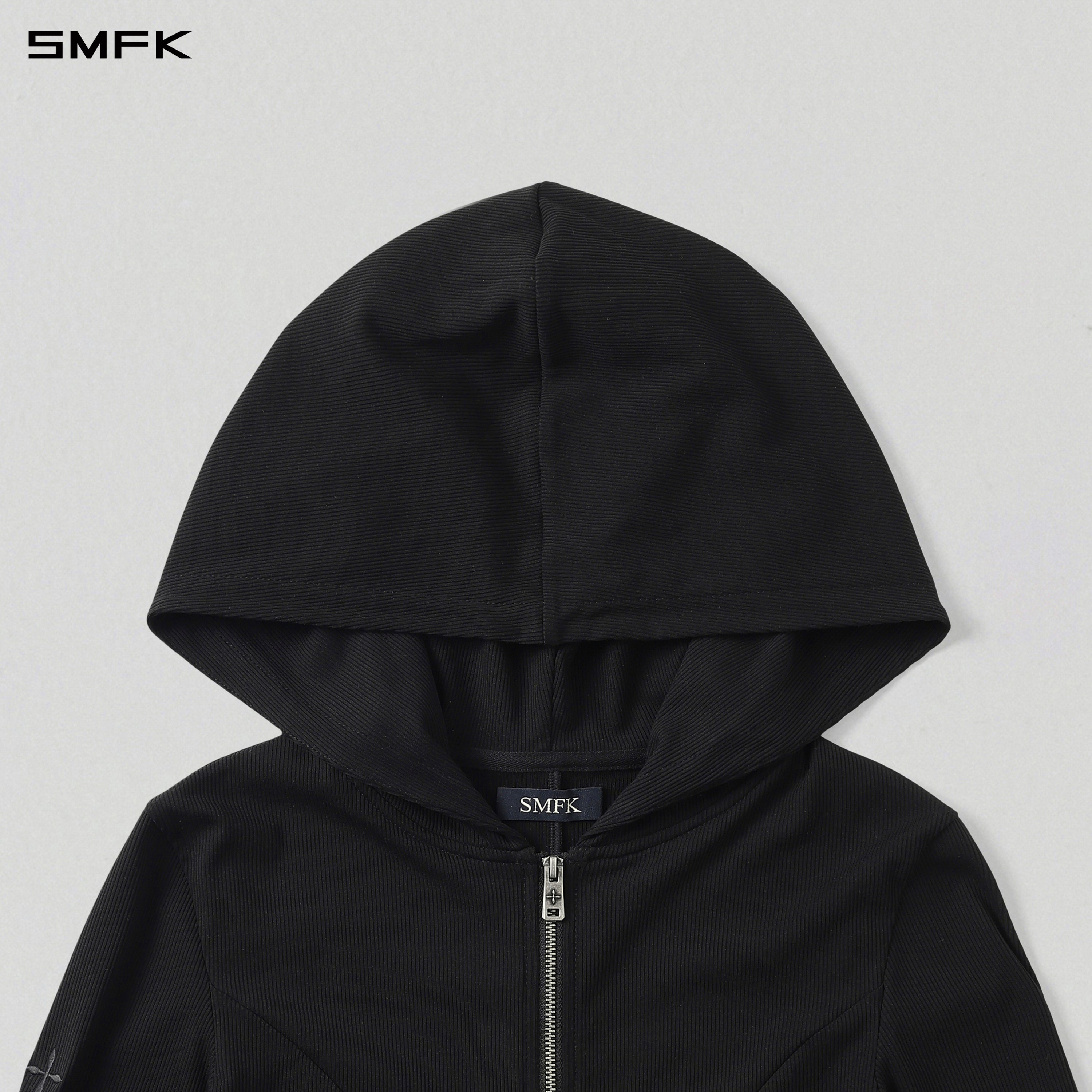 VINTAGE AEOLUS EVENING SLIM ZIP HOODIE/SLIK+COTTON/W WILD BLACK