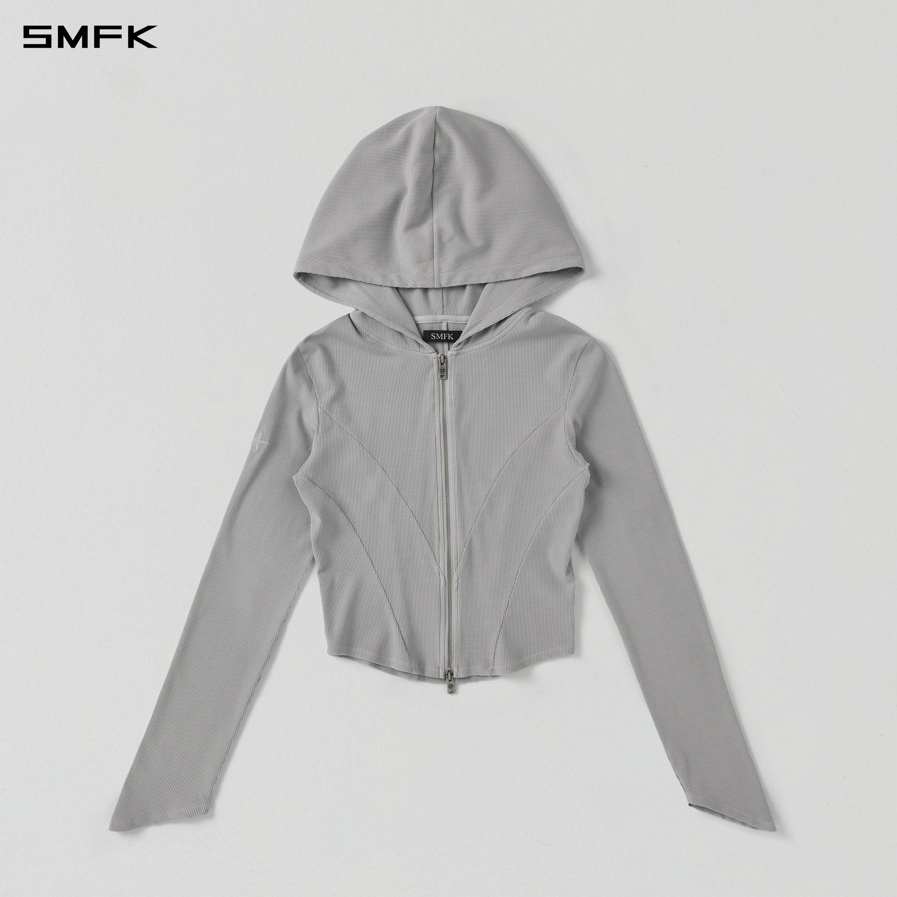 VINTAGE AEOLUS EVENING SLIM ZIP HOODIE/SLIK+COTTON/W GLACIER GREY