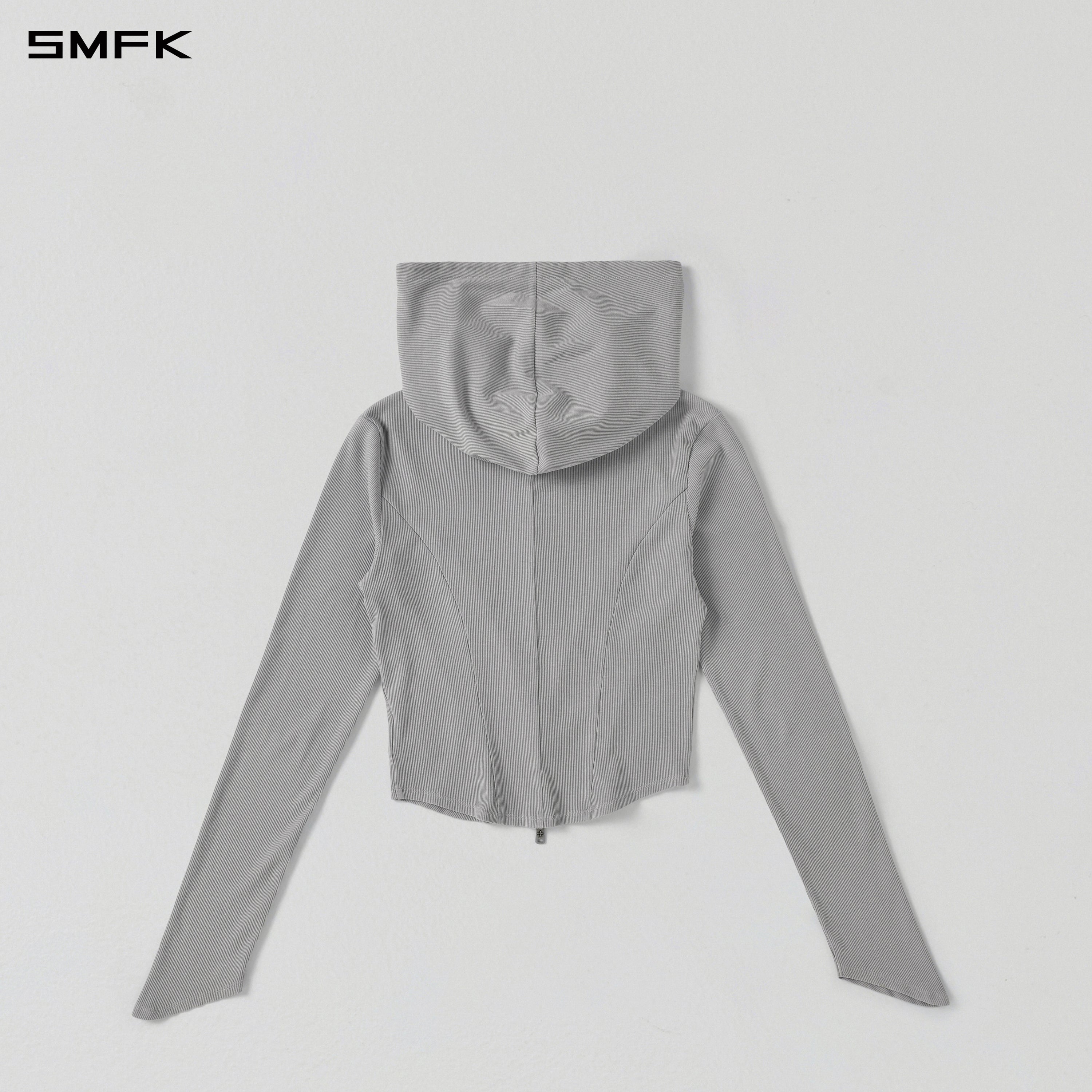 VINTAGE AEOLUS EVENING SLIM ZIP HOODIE/SLIK+COTTON/W GLACIER GREY
