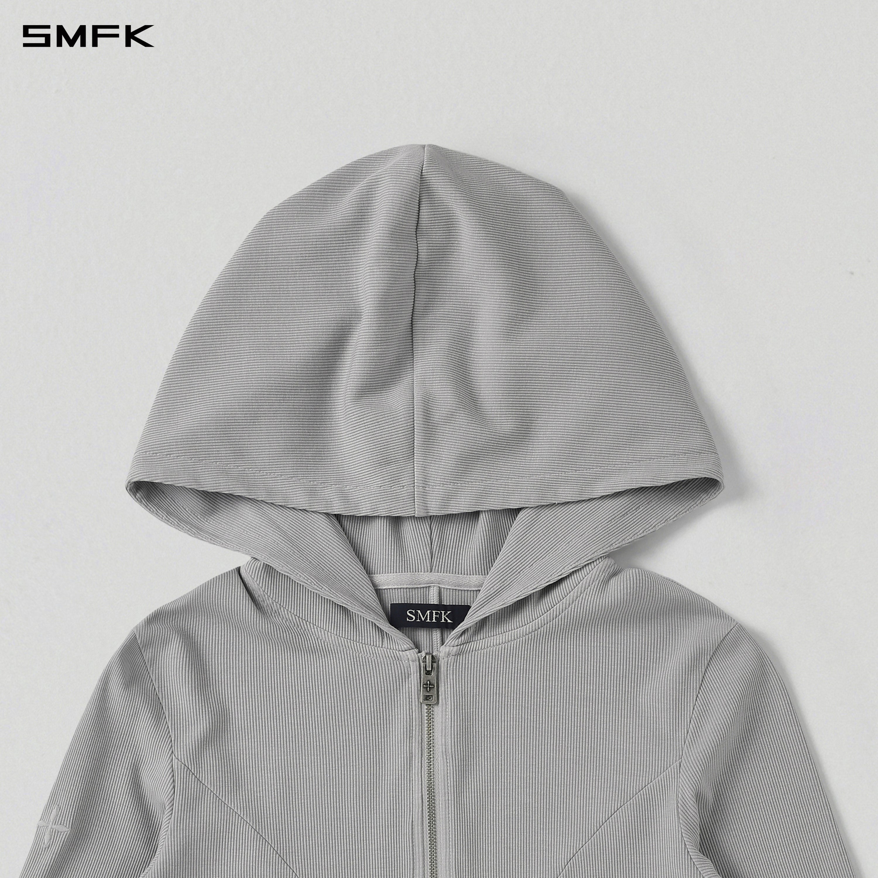 VINTAGE AEOLUS EVENING SLIM ZIP HOODIE/SLIK+COTTON/W GLACIER GREY