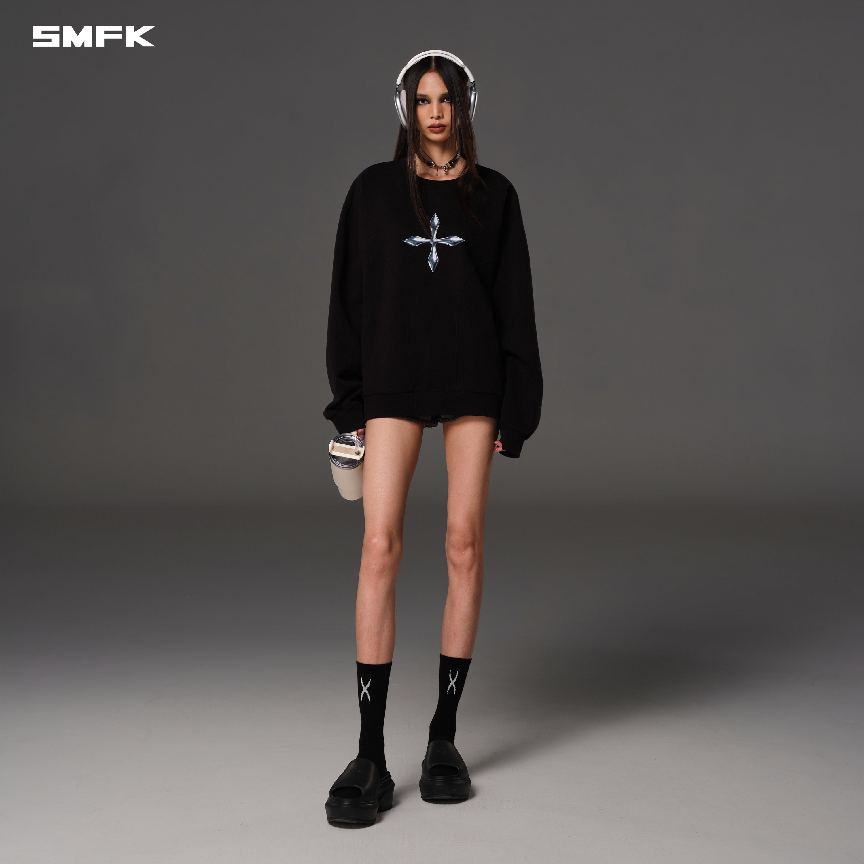 FUTURE REFLECTION MASSIVE PULLOVER/COTTON WOOL WILD BLACK