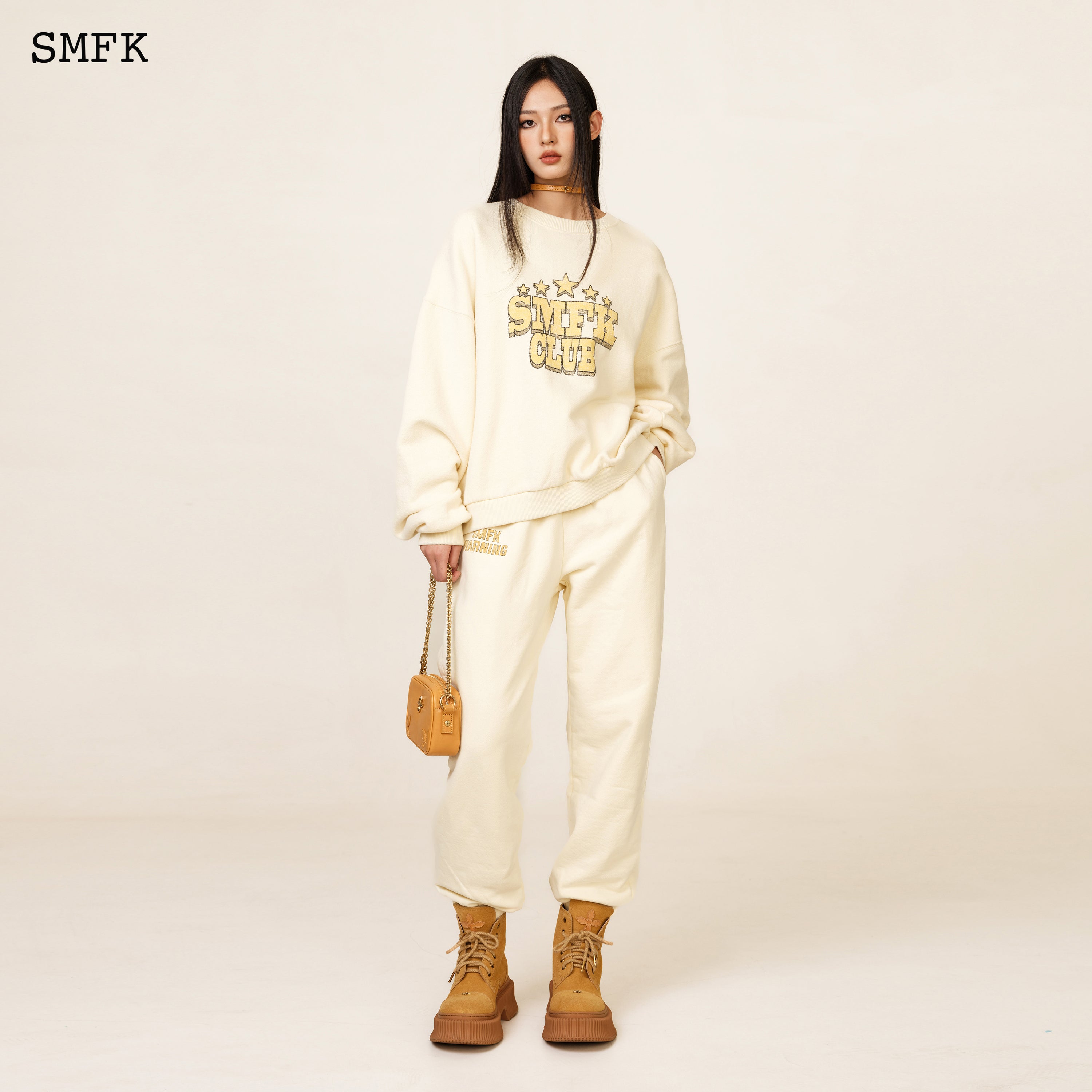 Compass College Vintage Oversize Hoodie In Cream