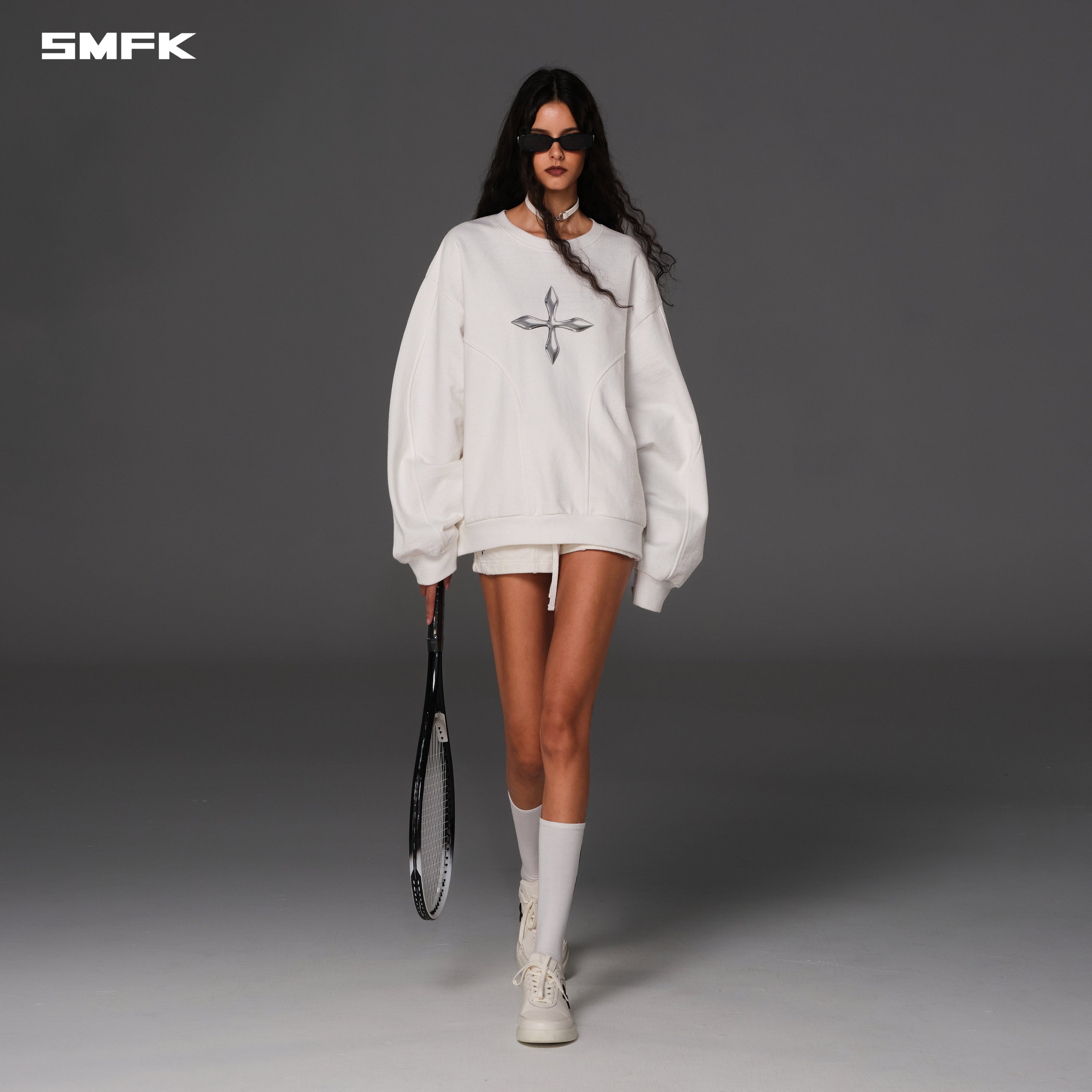 FUTURE REFLECTION MASSIVE PULLOVER/COTTON WOOL CLOUD WHITE