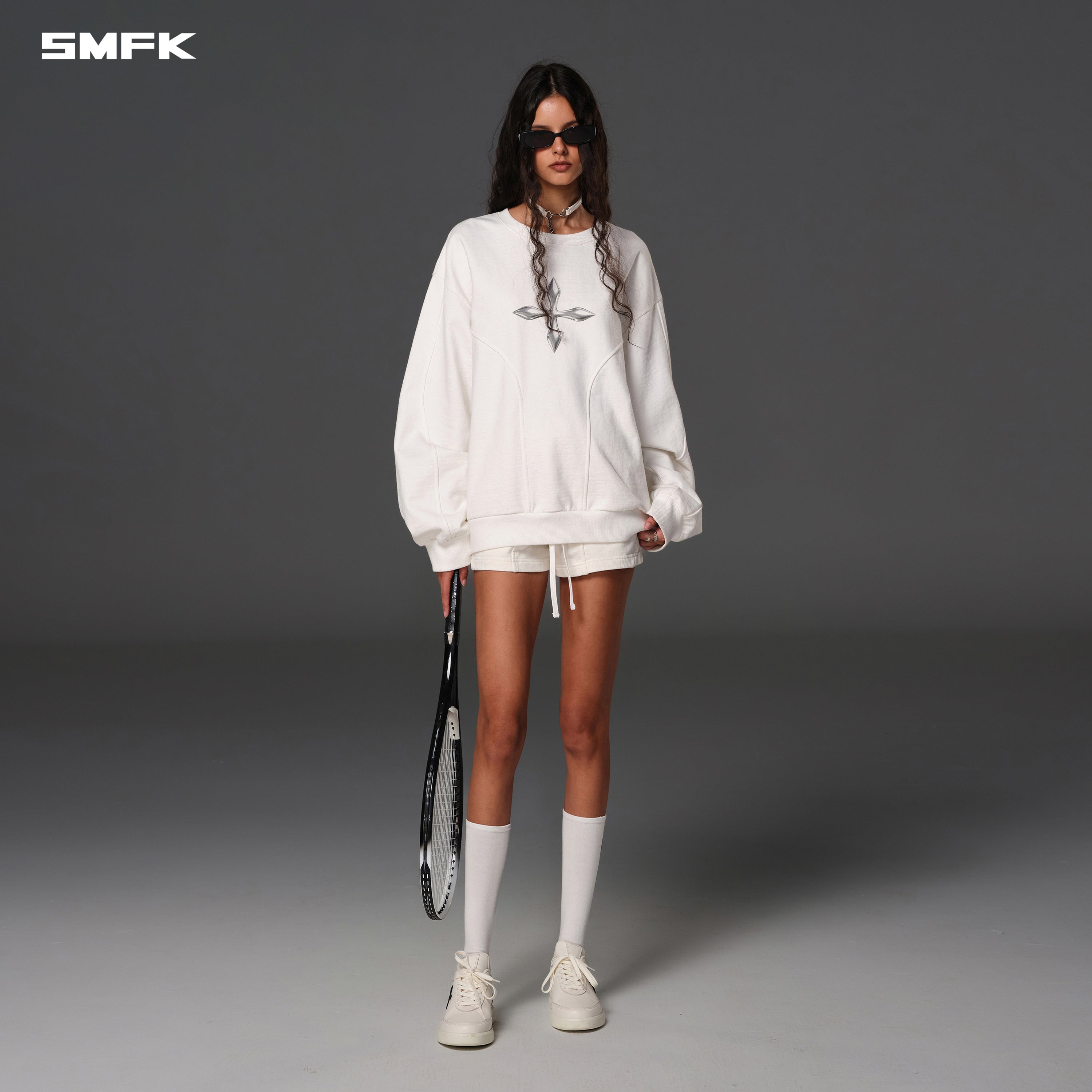FUTURE REFLECTION MASSIVE PULLOVER/COTTON WOOL CLOUD WHITE