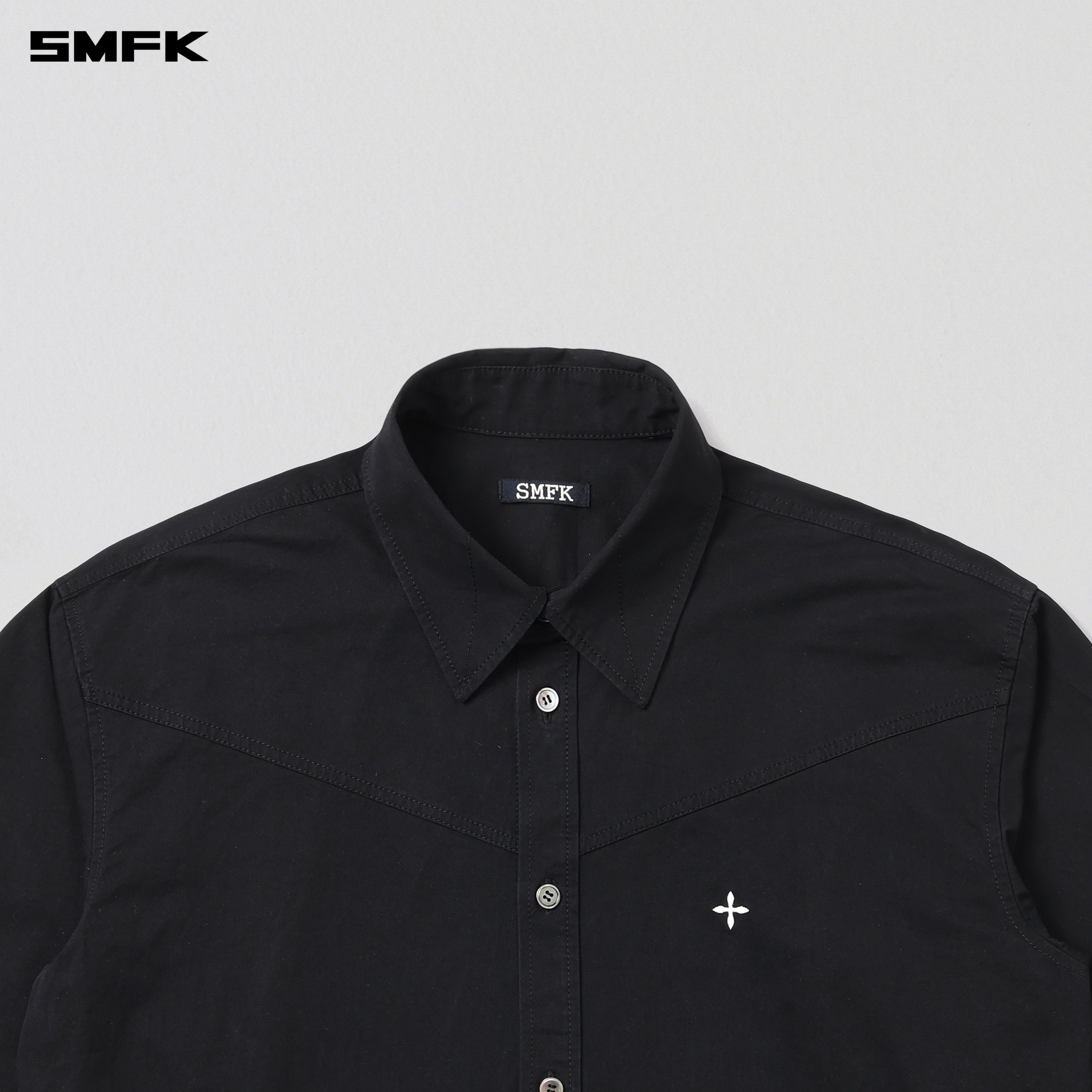 COMPASS BADGE CARGO SHIRT/COTTON WILD BLACK