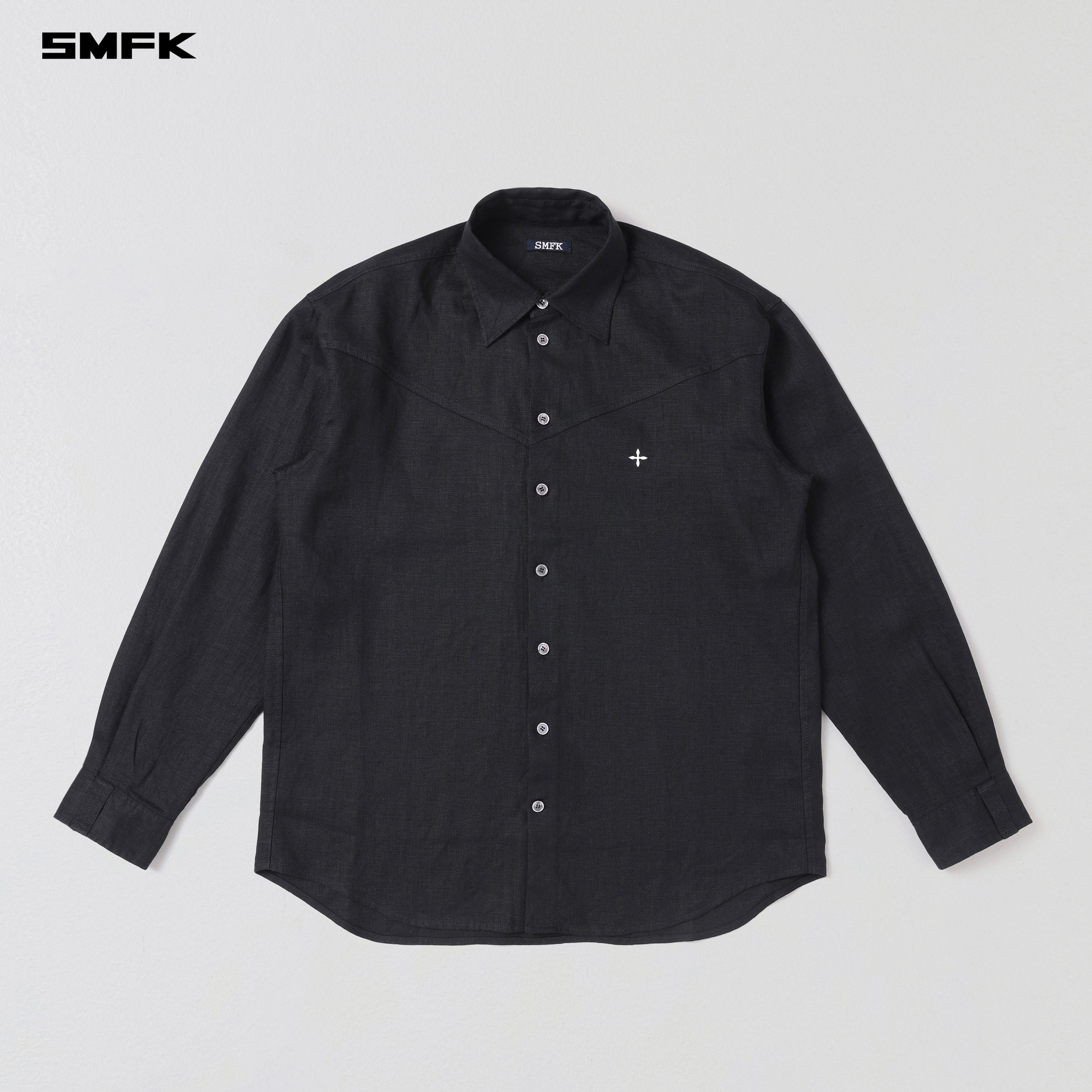 COMPASS ROVE SHIRT/LINEN WILD BLACK