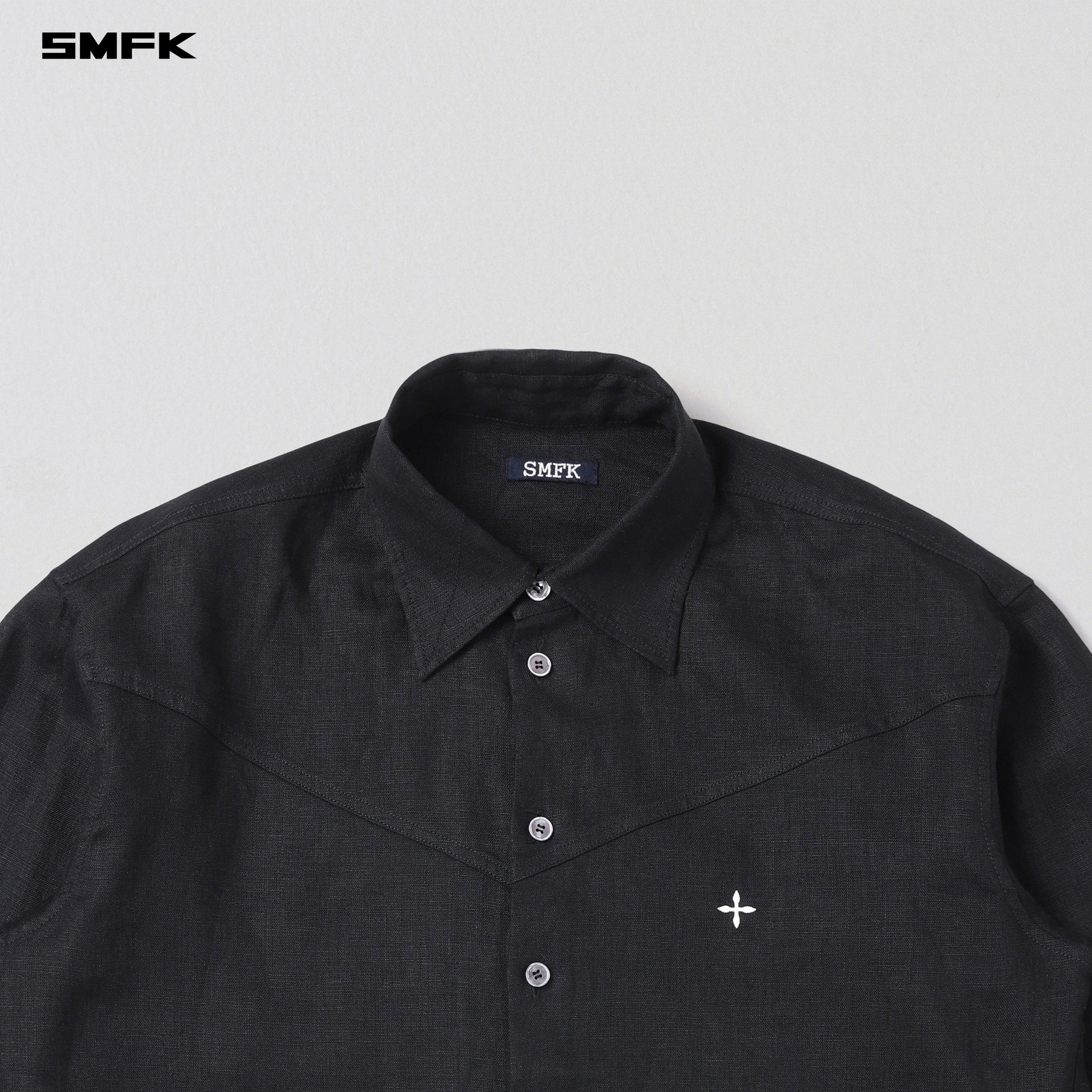 COMPASS ROVE SHIRT/LINEN WILD BLACK