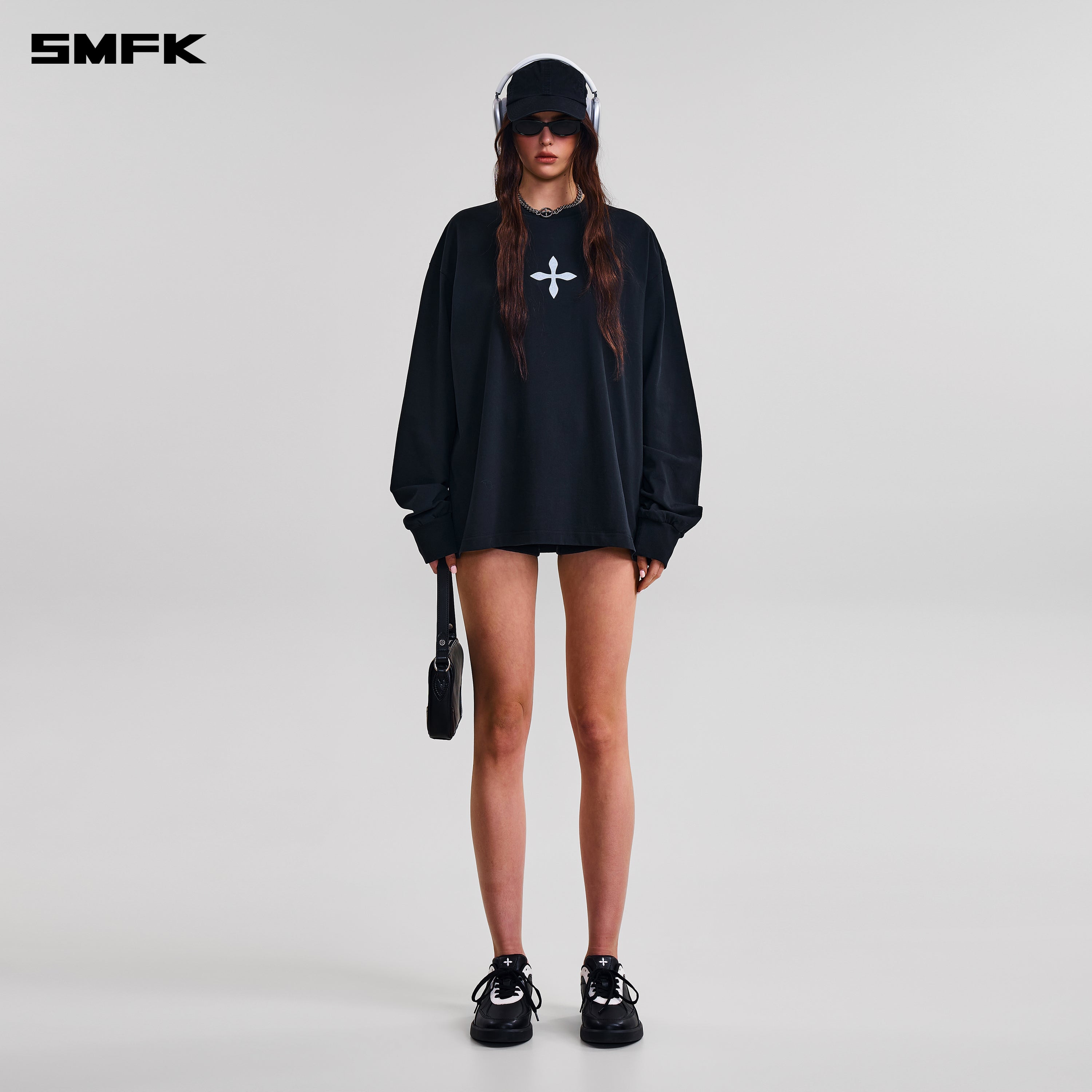 COMPASS MODE MASSIVE PULOVER-MAGNOLIA/COTTON WILD BLACK