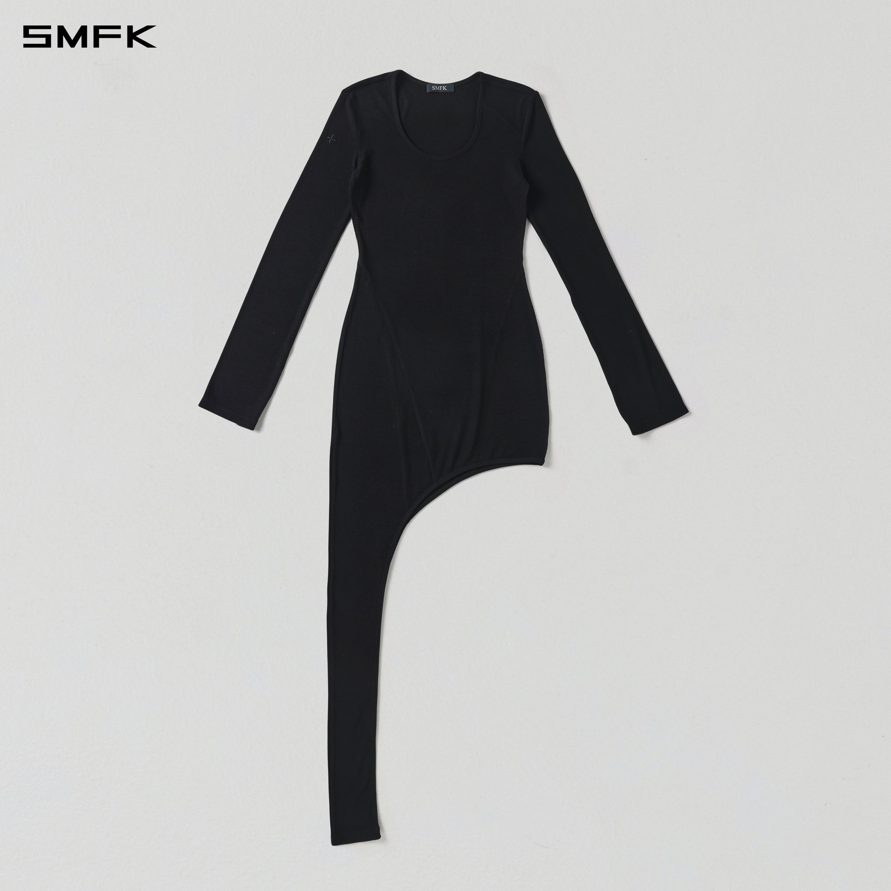 MYTH AEOLUS ASYMMETRY EVENING DRESS/ACETATE+VISCOSE+ACRYLIC+WOOL+SPANDEX MIDNIGHT BLACK