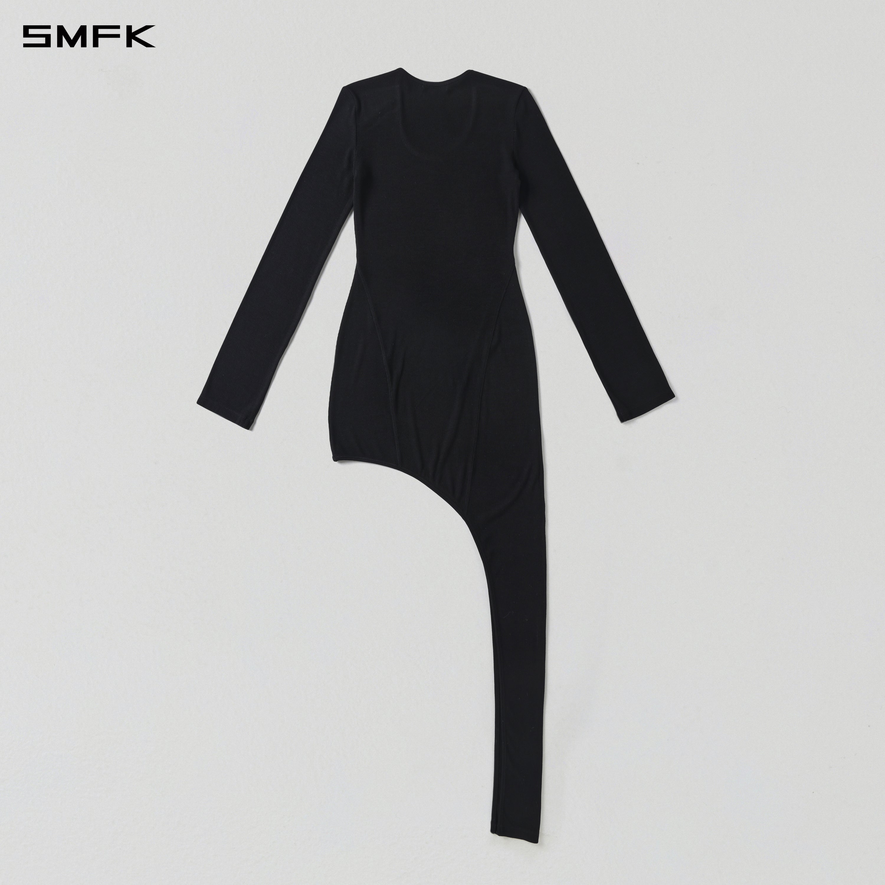 MYTH AEOLUS ASYMMETRY EVENING DRESS/ACETATE+VISCOSE+ACRYLIC+WOOL+SPANDEX MIDNIGHT BLACK