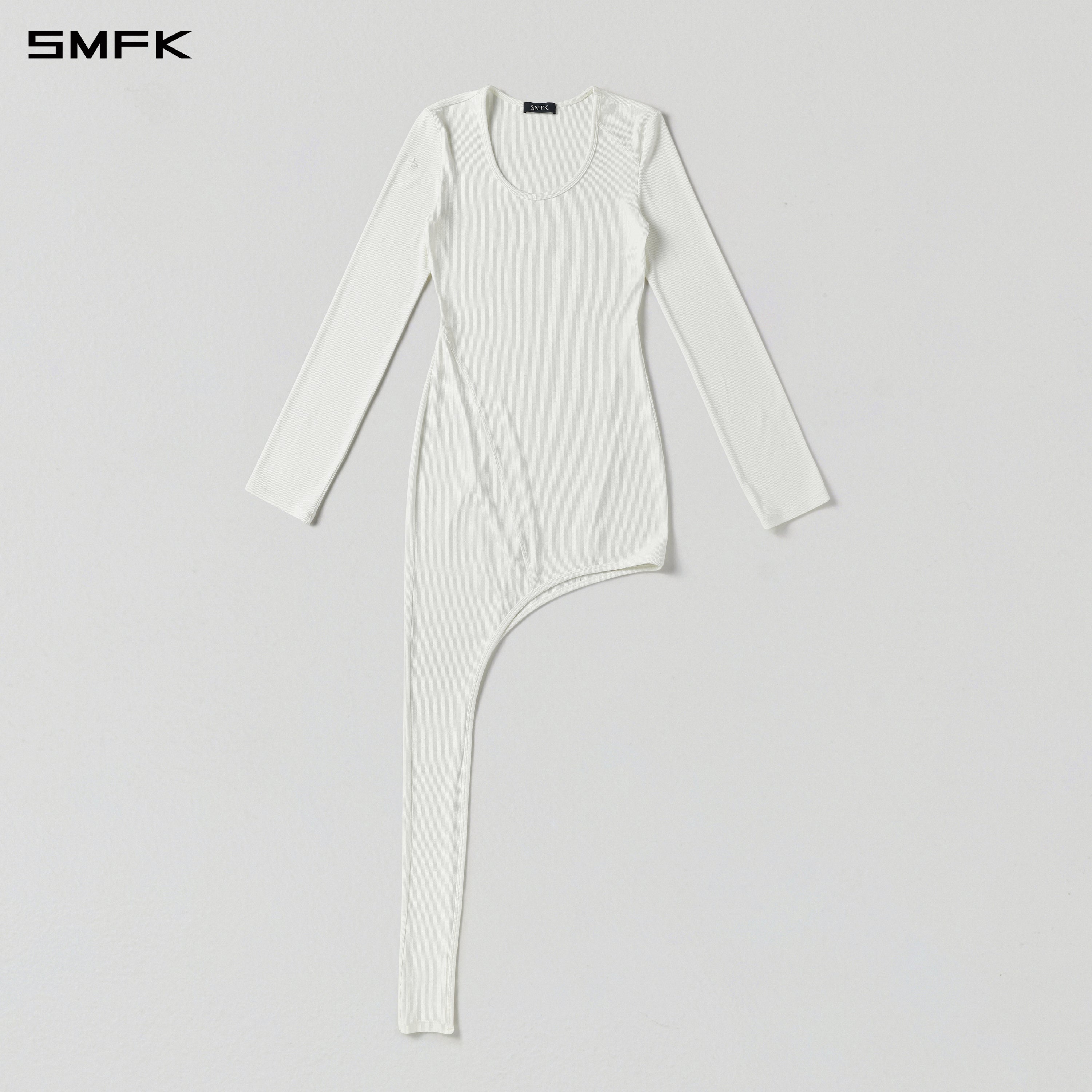 MYTH AEOLUS ASYMMETRY EVENING DRESS/ACETATE+VISCOSE+ACRYLIC+WOOL+SPANDEX CLOUD WHITE