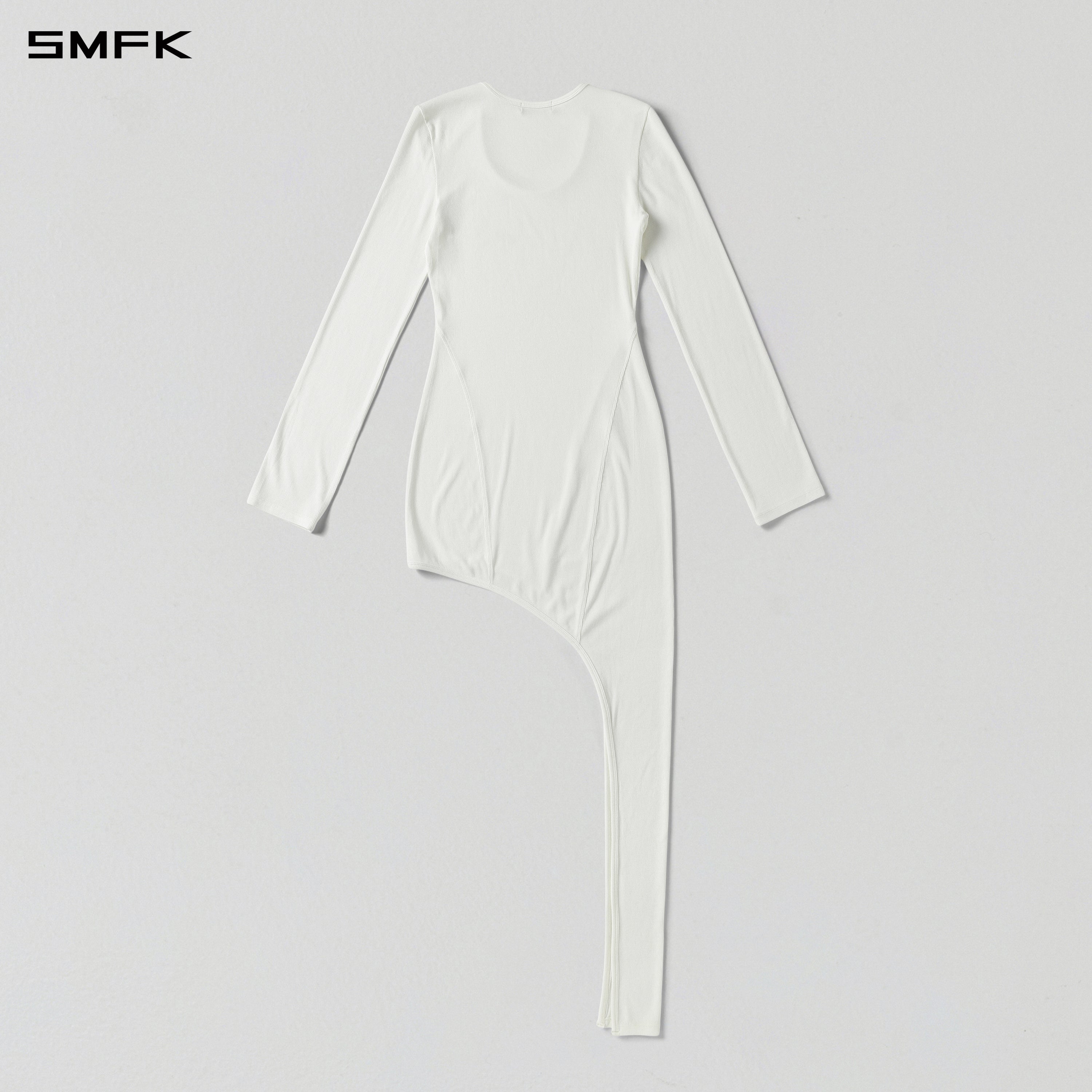 MYTH AEOLUS ASYMMETRY EVENING DRESS/ACETATE+VISCOSE+ACRYLIC+WOOL+SPANDEX CLOUD WHITE