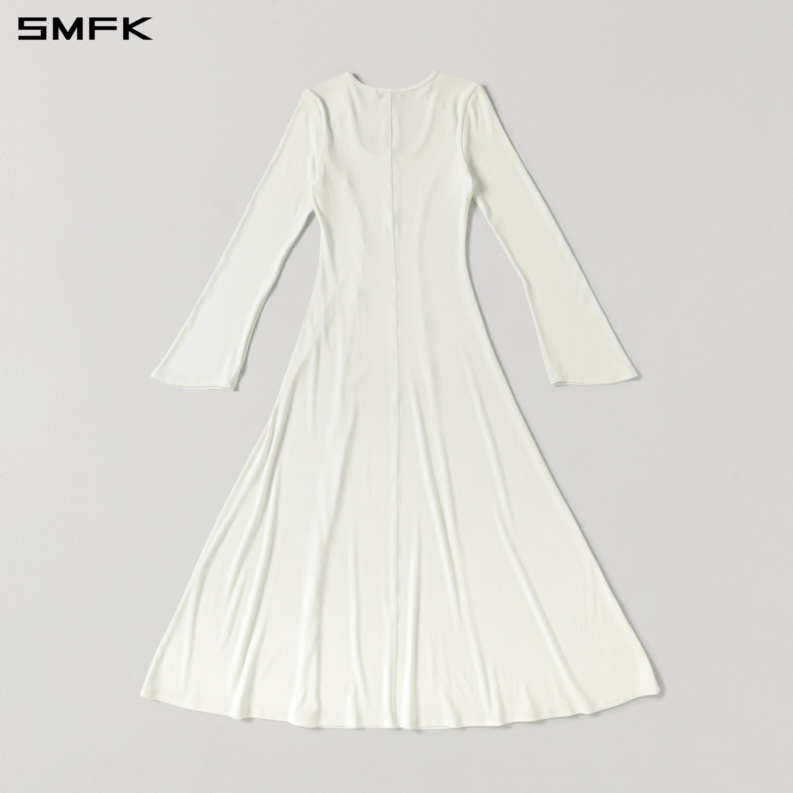 MYTH ORIGIN LONG DRESS/ACETATE+VISCOSE+ACRYLIC+SPANDEX+WOOL CLOUD WHITE