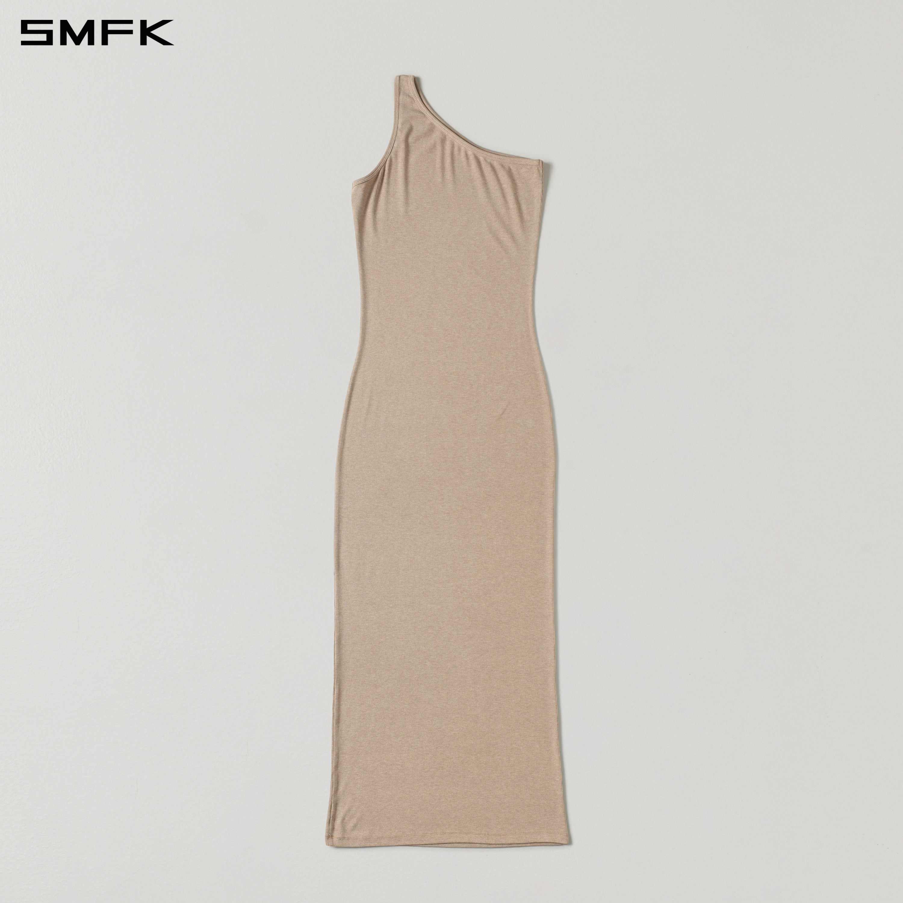 MYTH ORIGIN ONE-SIDE LONG DRESS/ACETATE+VISCOSE+ACRYLIC+SPANDEX+WOOL FRESH SKIN