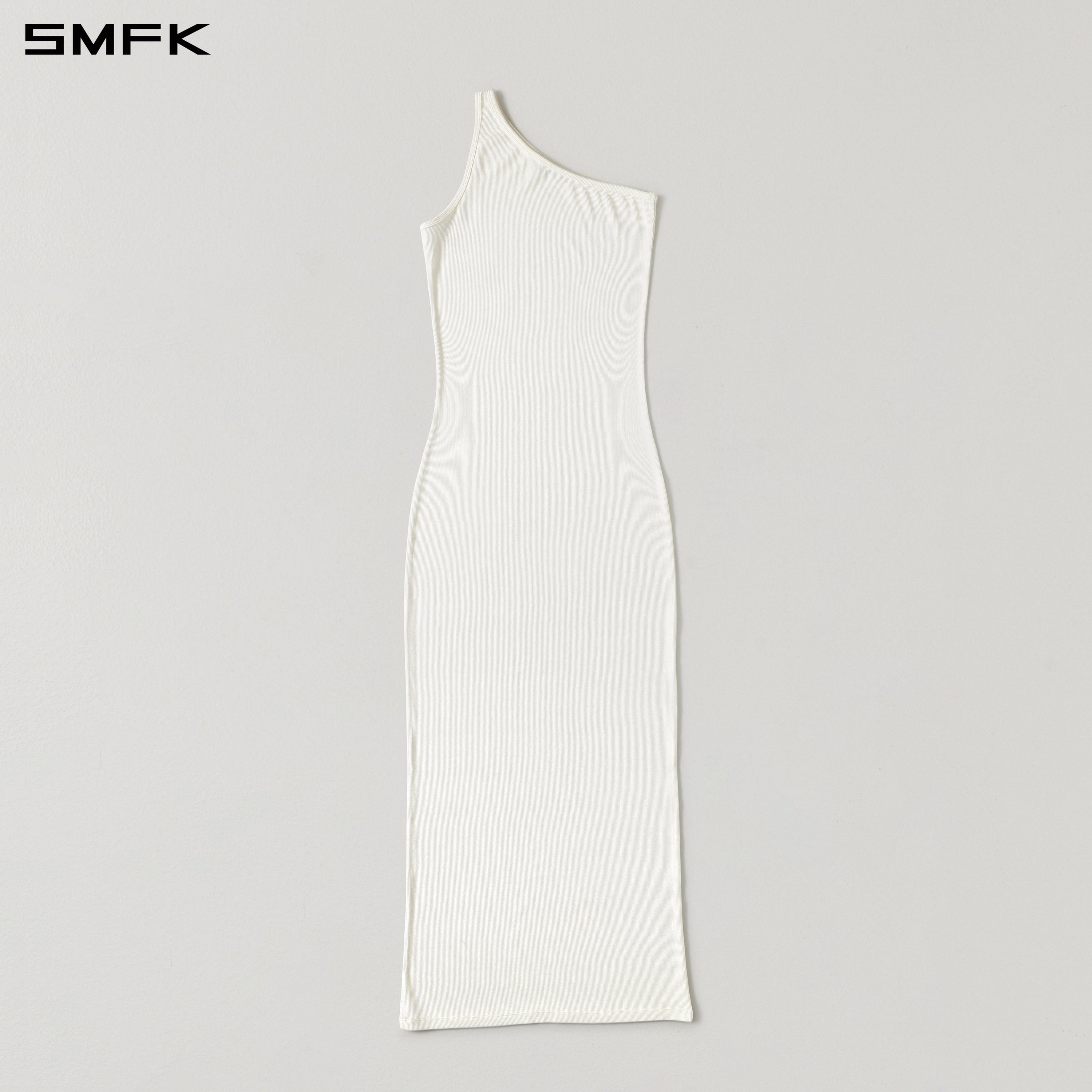 MYTH ORIGIN ONE-SIDE LONG DRESS/ACETATE+VISCOSE+ACRYLIC+SPANDEX+WOOL CLOUD WHITE