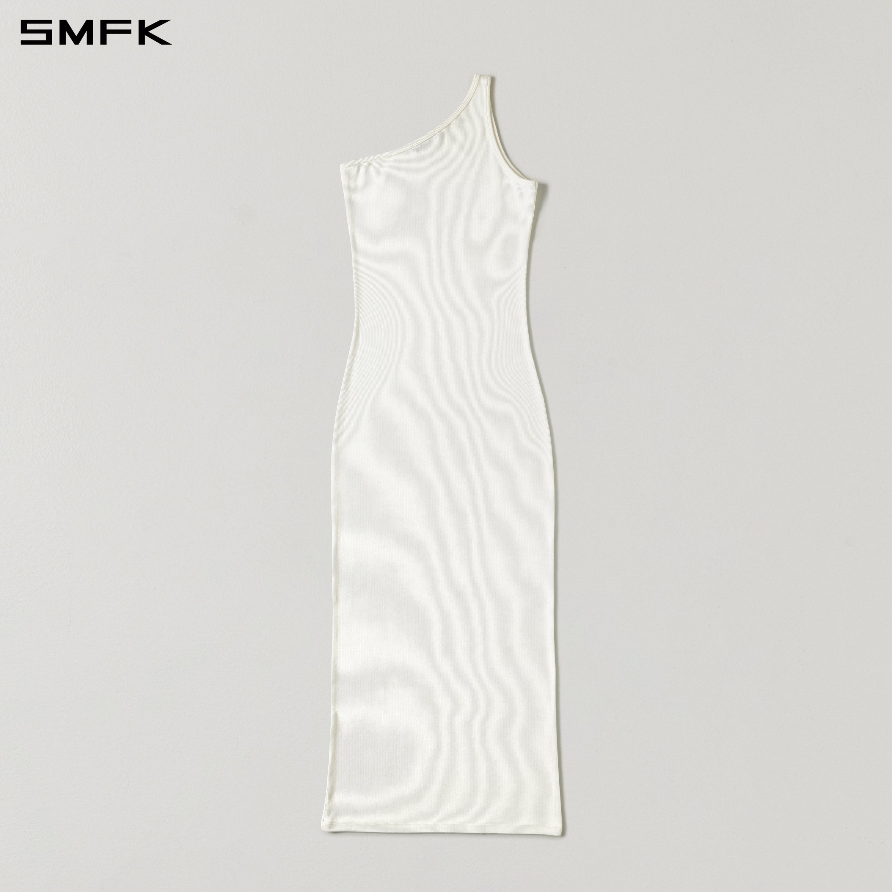 MYTH ORIGIN ONE-SIDE LONG DRESS/ACETATE+VISCOSE+ACRYLIC+SPANDEX+WOOL CLOUD WHITE