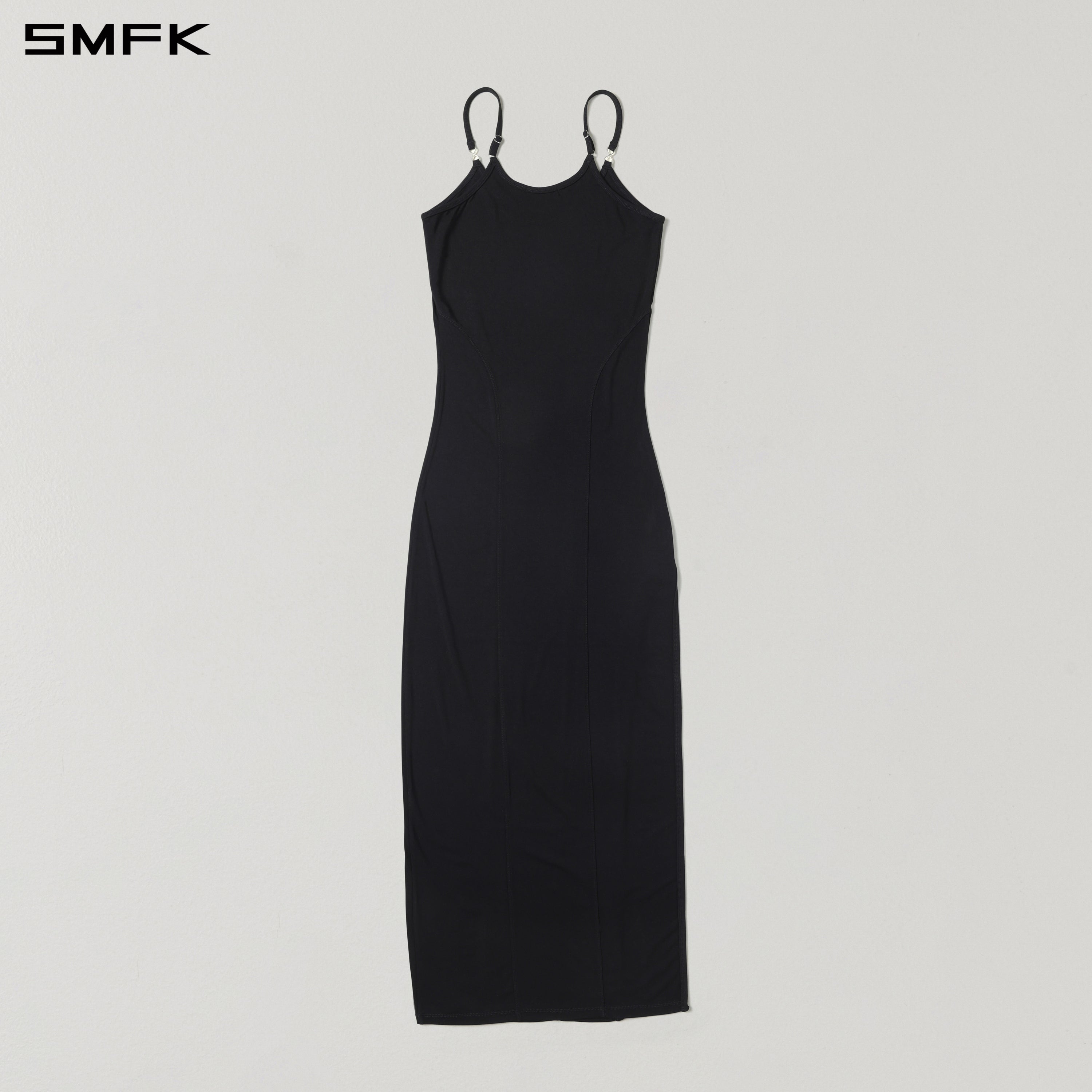 MYTH AEOLUS SLIT DRESS/REGENERATED CELLULOSE FIBER+ACETATE+SPANDEX WILD BLACK