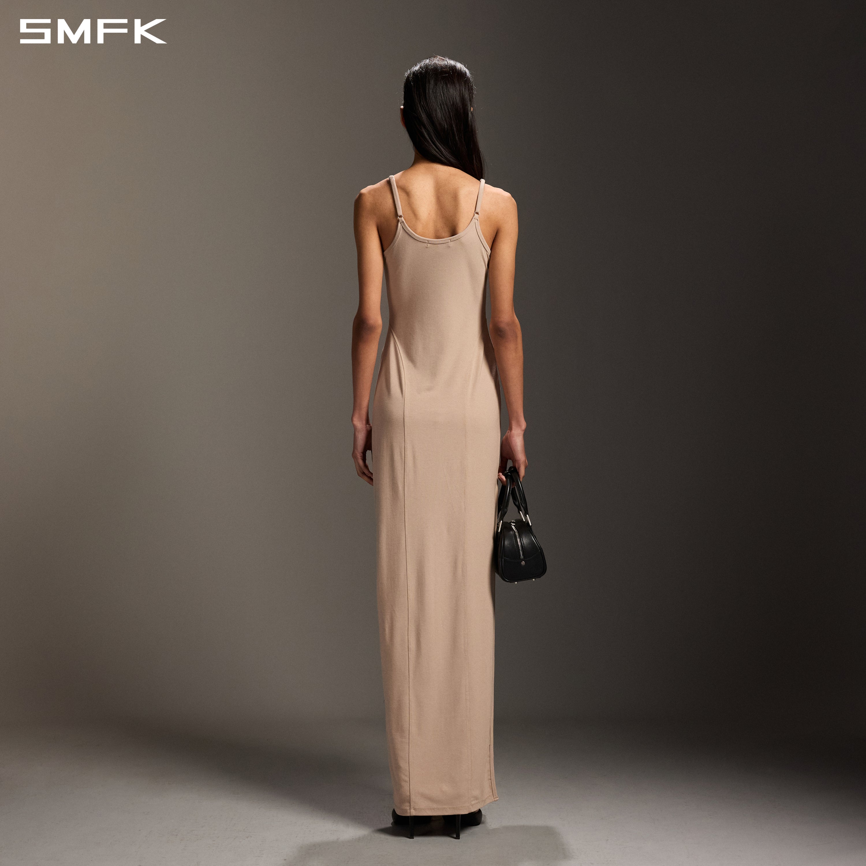 MYTH AEOLUS SLIT DRESS/REGENERATED CELLULOSE FIBER+ACETATE+SPANDEX FRESH SKIN