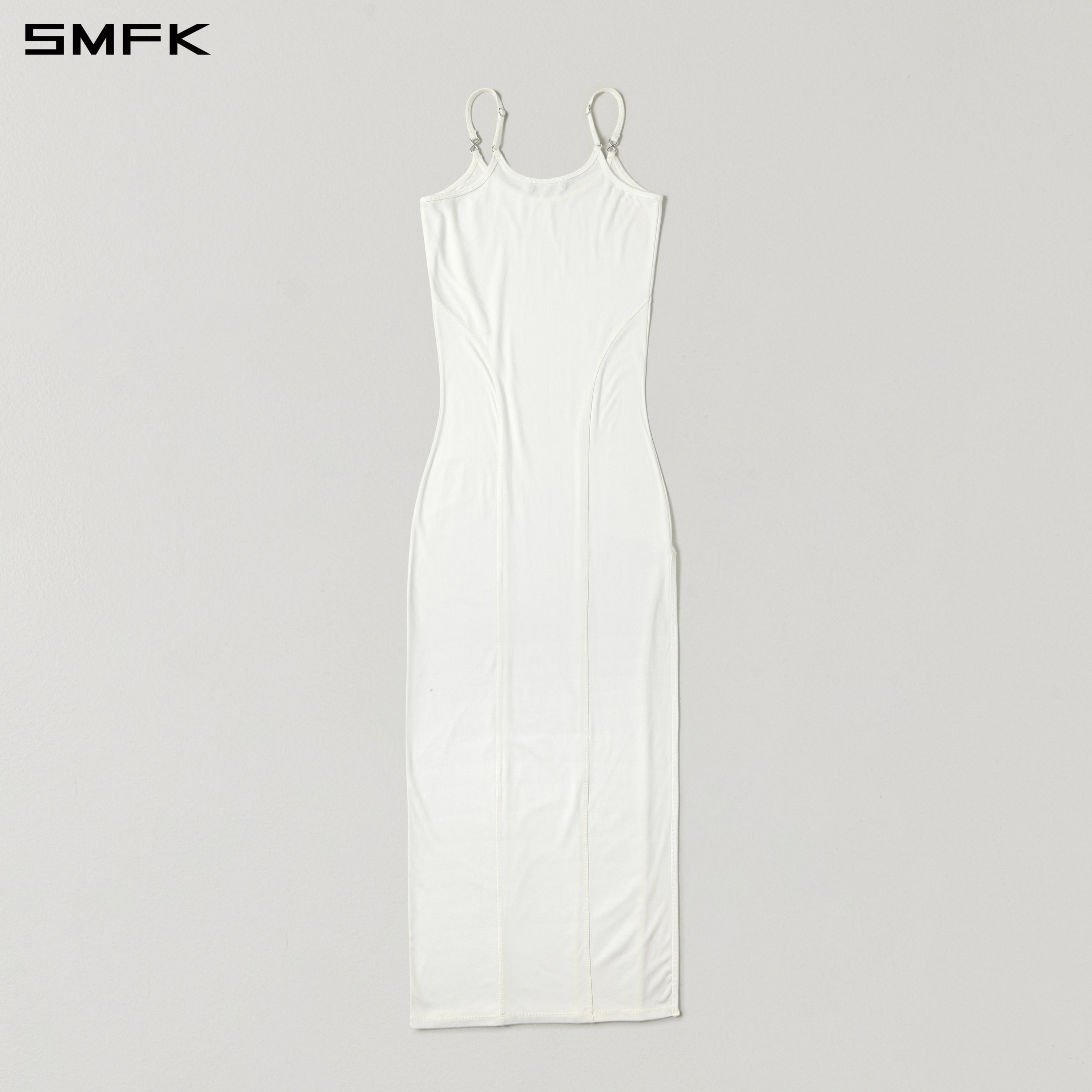 MYTH AEOLUS SLIT DRESS/REGENERATED CELLULOSE FIBER+ACETATE+SPANDEX CLOUD WHITE