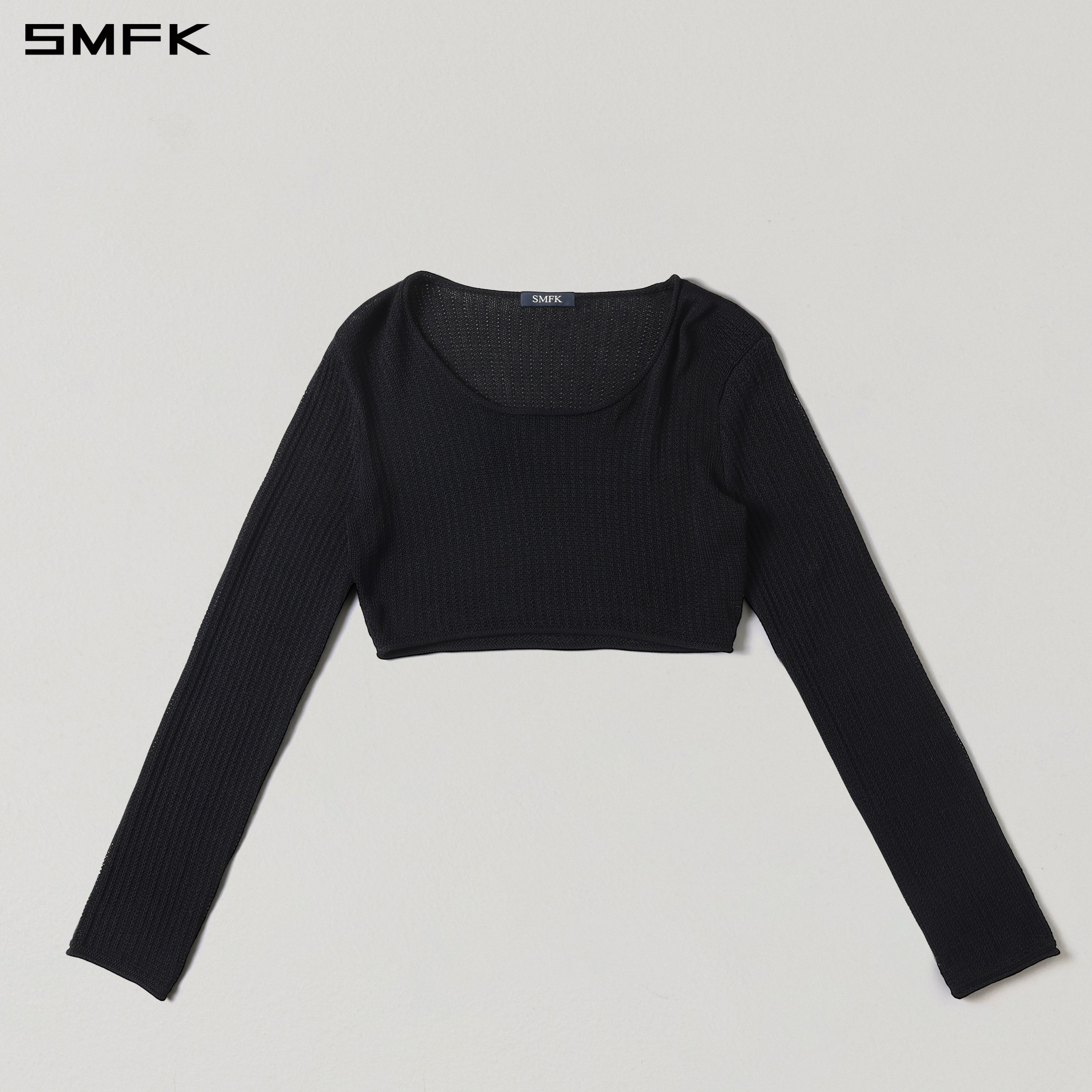 MYTH SEER CHAIN SHORT KNIT PULLOVER/TENCEL+SILK WILD BLACK