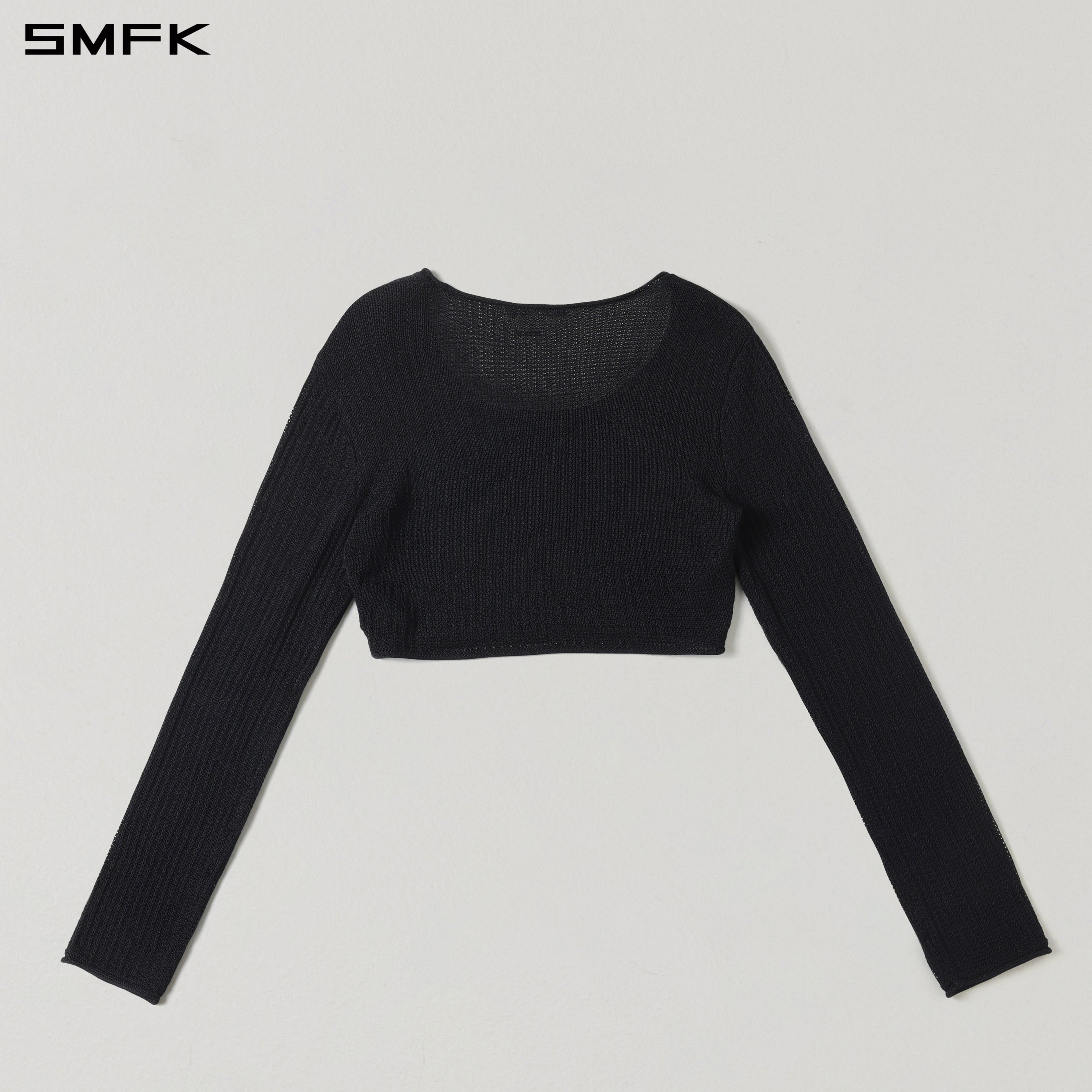 MYTH SEER CHAIN SHORT KNIT PULLOVER/TENCEL+SILK WILD BLACK