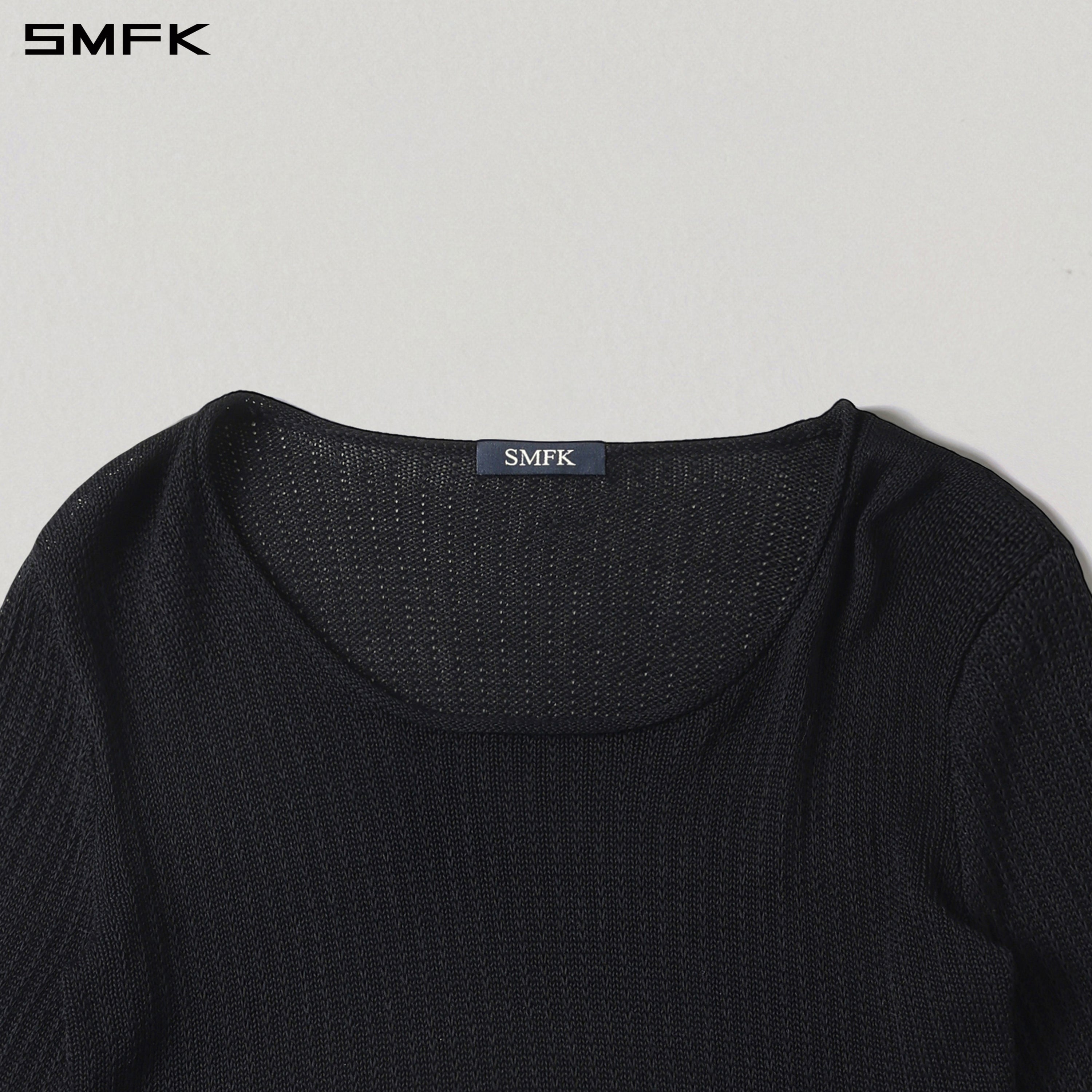 MYTH SEER CHAIN SHORT KNIT PULLOVER/TENCEL+SILK WILD BLACK