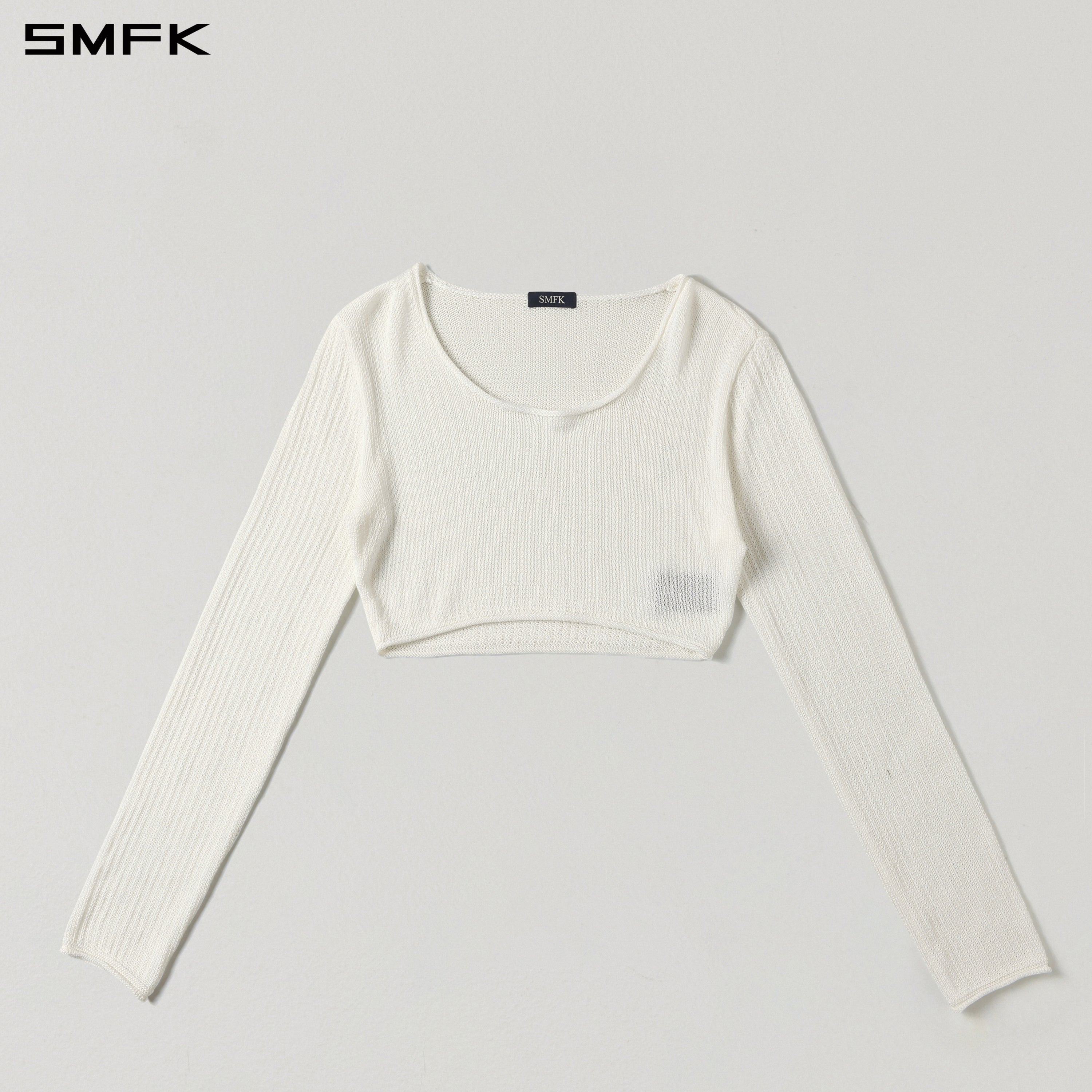 MYTH SEER CHAIN SHORT KNIT PULLOVER/TENCEL+SILK CLOUD WHITE