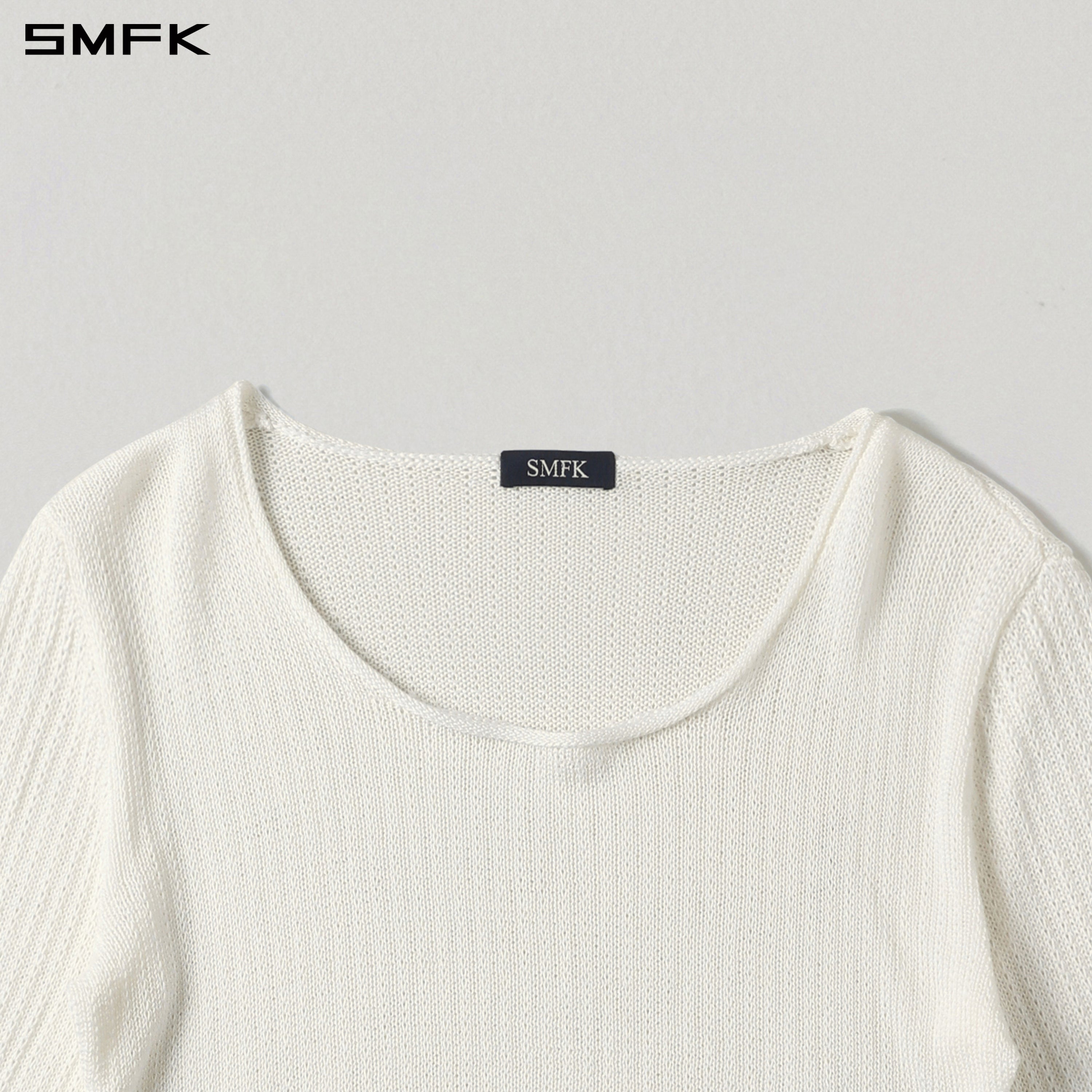 MYTH SEER CHAIN SHORT KNIT PULLOVER/TENCEL+SILK CLOUD WHITE