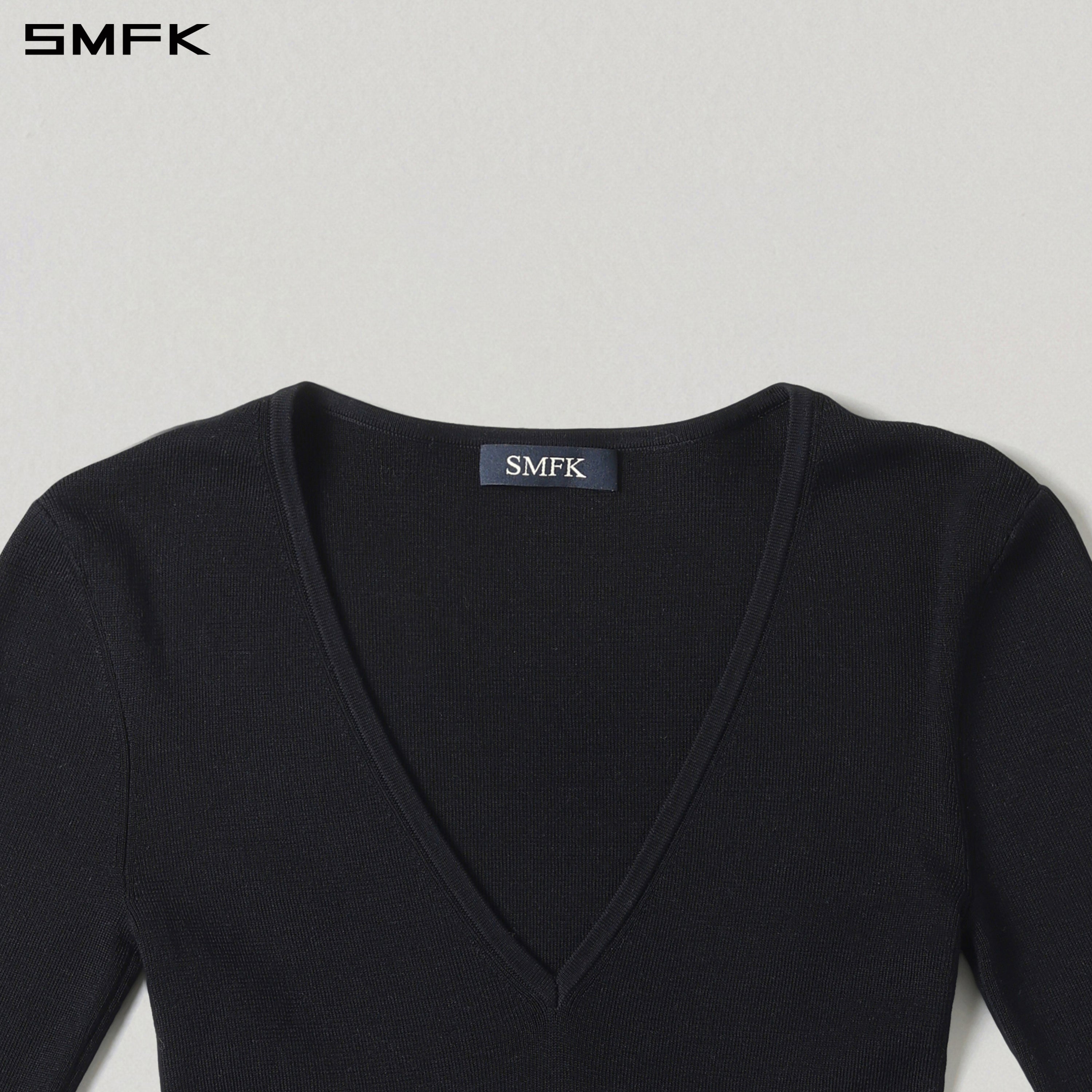 MYTH SIREN EVENING SLIM KNIT PULLOVER/TENCEL+SILK WILD BLACK