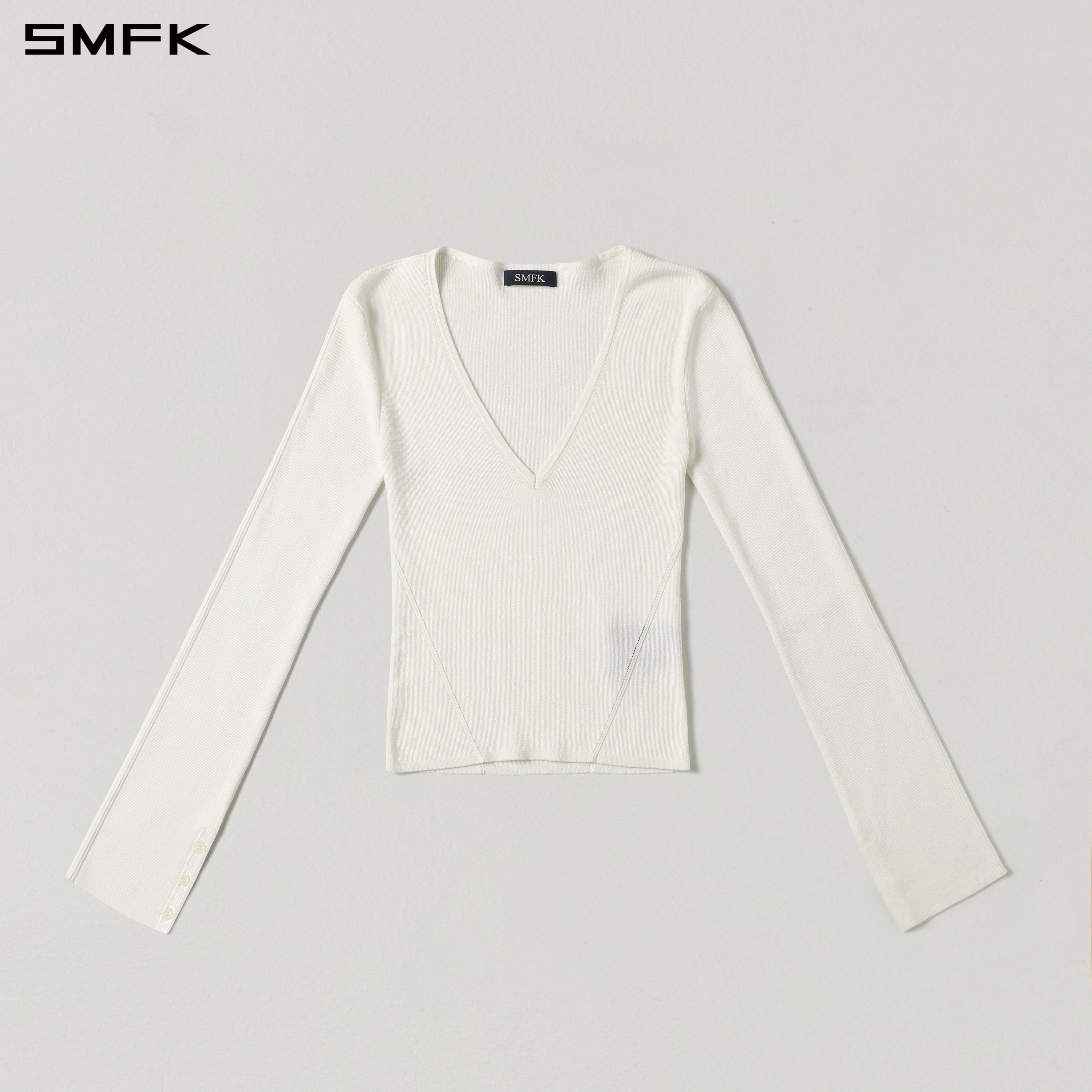 MYTH SIREN EVENING SLIM KNIT PULLOVER/TENCEL+SILK CLOUD WHITE