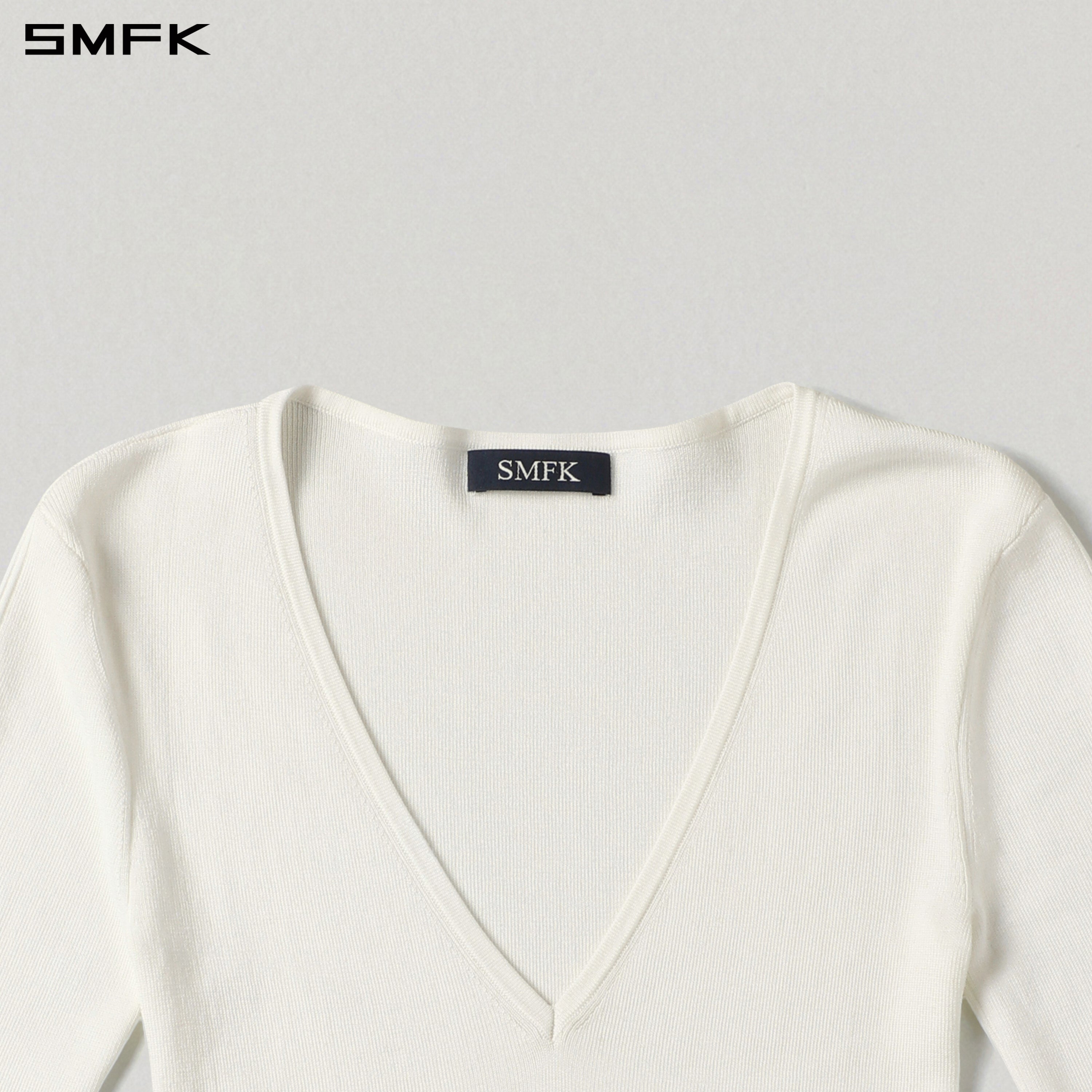 MYTH SIREN EVENING SLIM KNIT PULLOVER/TENCEL+SILK CLOUD WHITE