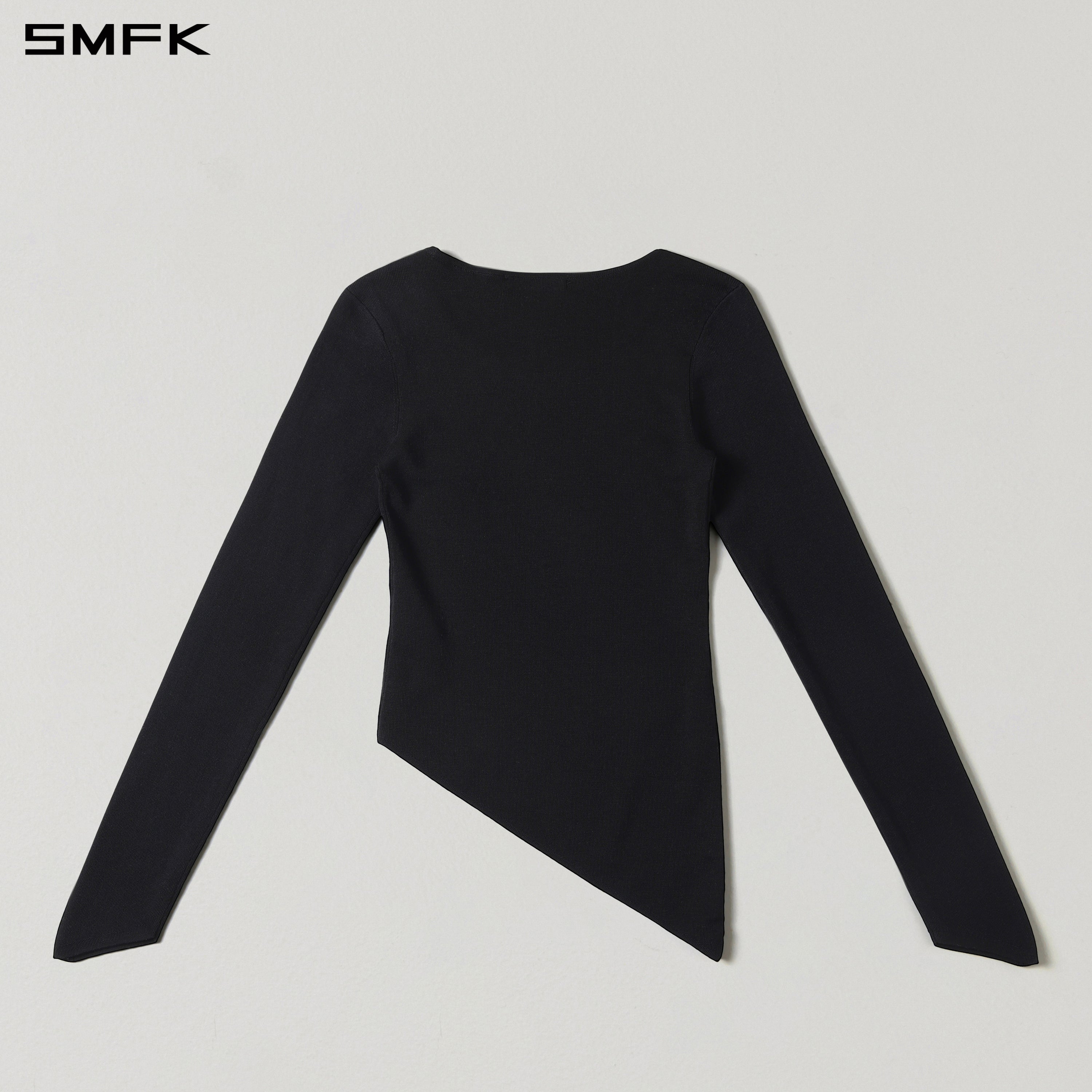 MYTH AEOLUS ASYMMETRY SLIM KNIT PULLOVER/TENCEL+SILK WILD BLACK