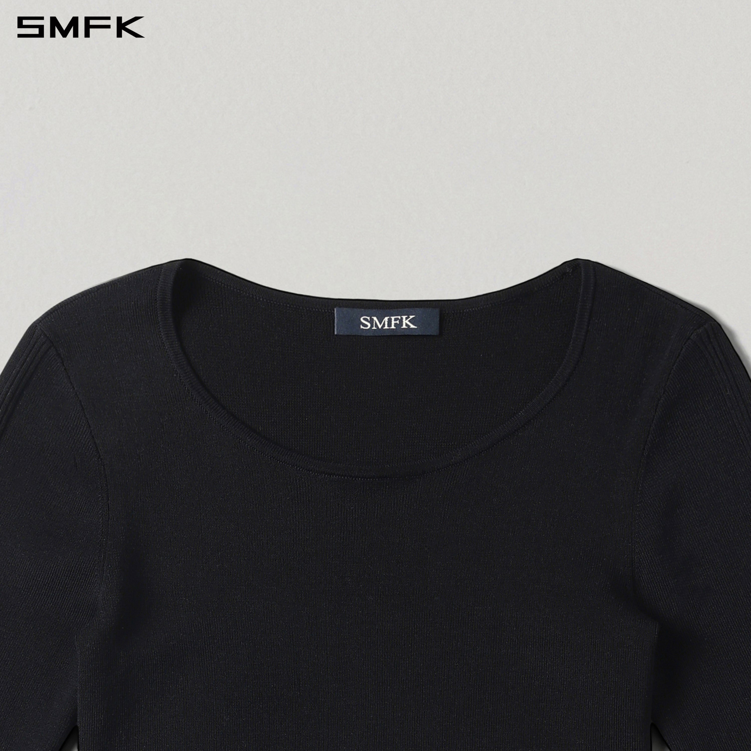 MYTH AEOLUS ASYMMETRY SLIM KNIT PULLOVER/TENCEL+SILK WILD BLACK