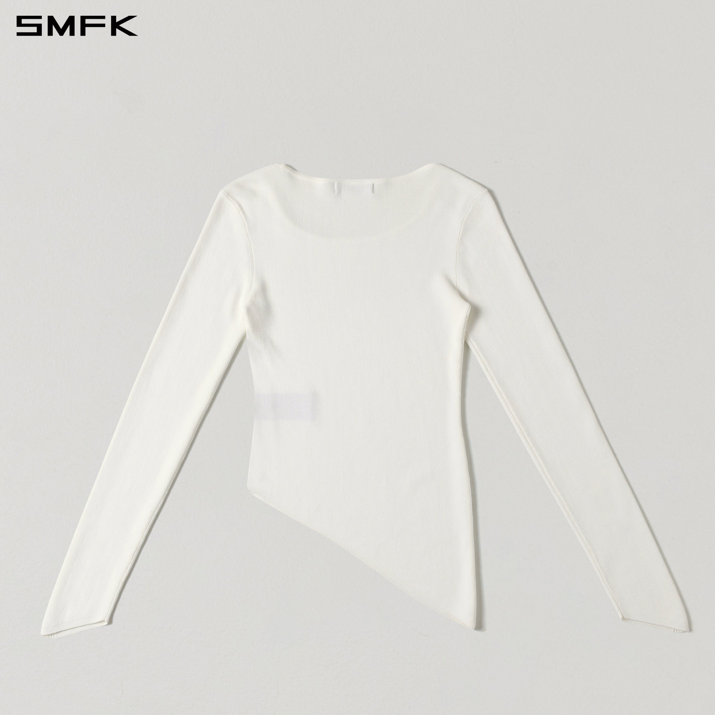 MYTH AEOLUS ASYMMETRY SLIM KNIT PULLOVER/TENCEL+SILK CLOUD WHITE