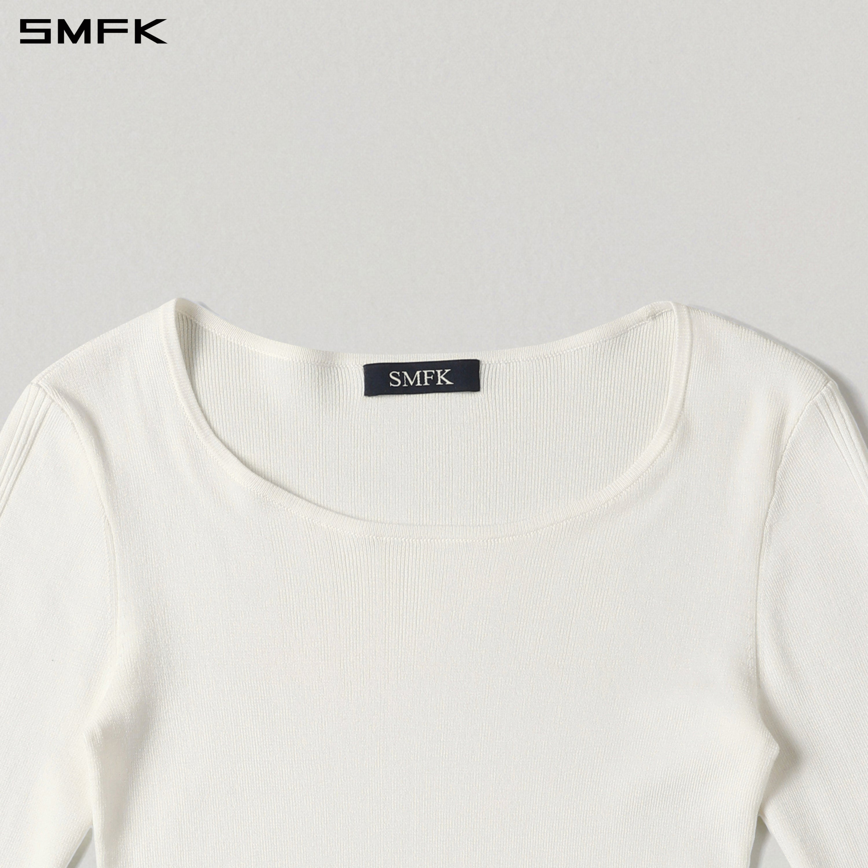 MYTH AEOLUS ASYMMETRY SLIM KNIT PULLOVER/TENCEL+SILK CLOUD WHITE