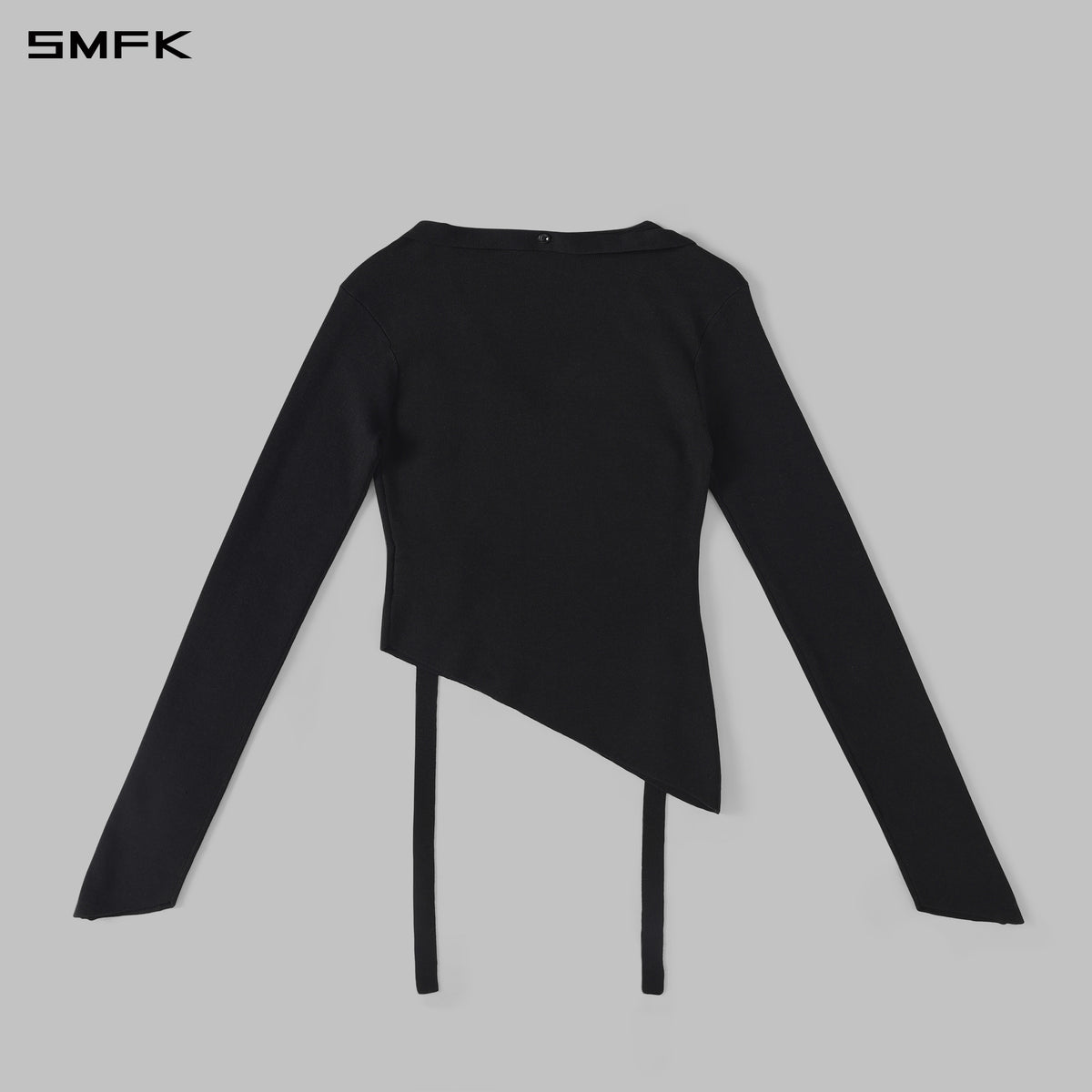 MYTH AEOLUS ASYMMETRY SLIM KNIT PULLOVER/SILK+LENZING TENCEL+COTTON WILD BLACK