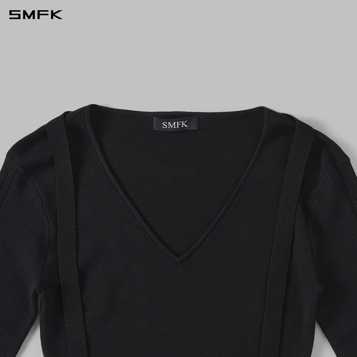 MYTH AEOLUS ASYMMETRY SLIM KNIT PULLOVER/SILK+LENZING TENCEL+COTTON WILD BLACK