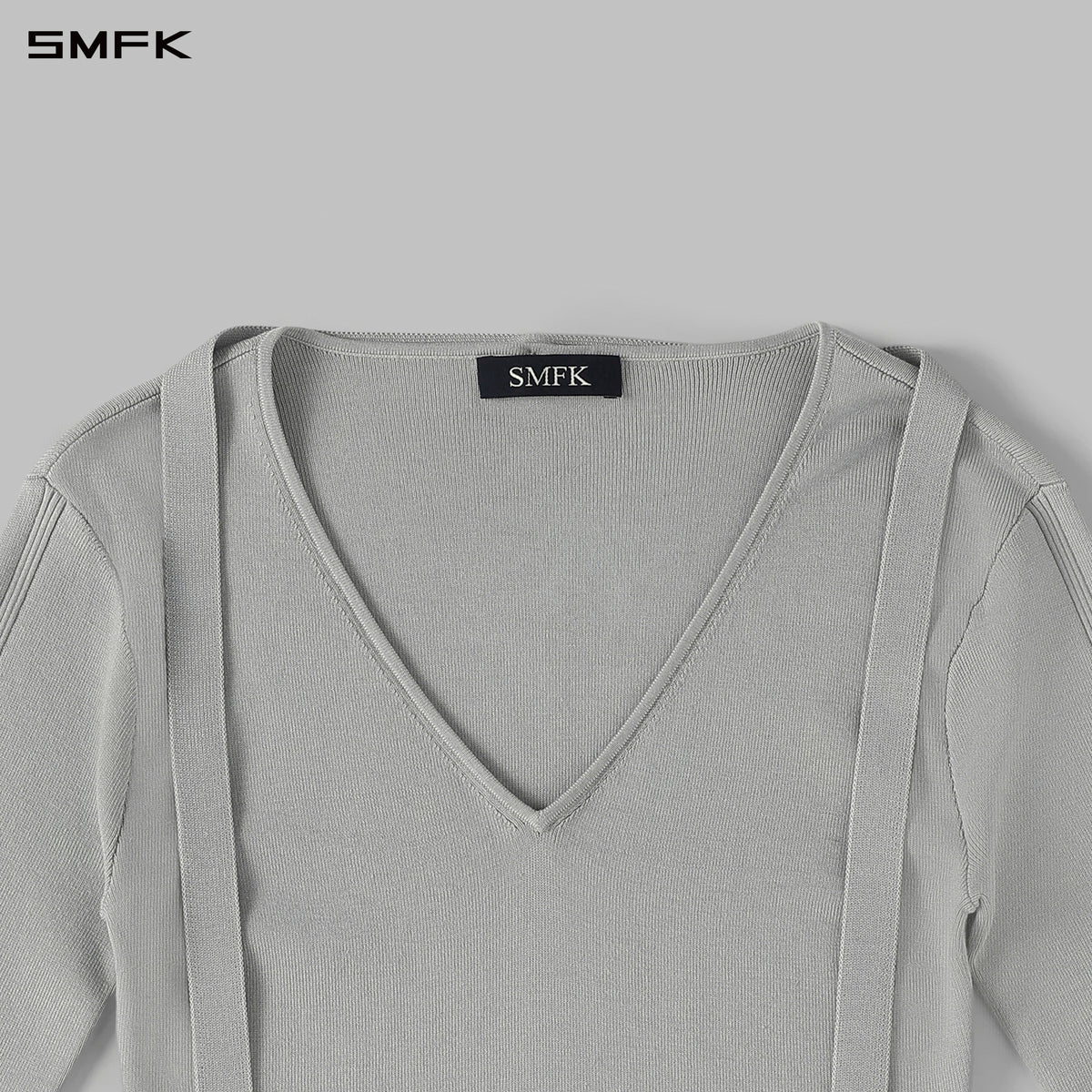 MYTH AEOLUS ASYMMETRY SLIM KNIT PULLOVER/SILK+LENZING TENCEL+COTTON GLACIER GREY