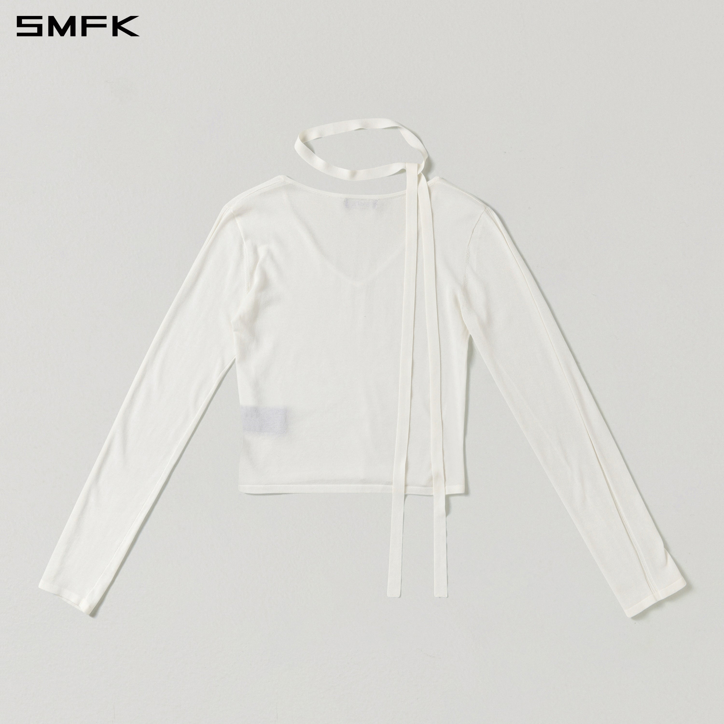 MYTH SIREN ROVE V-NECK SLIM KNIT PULLOVER/ACETATE+COTTON CLOUD WHITE
