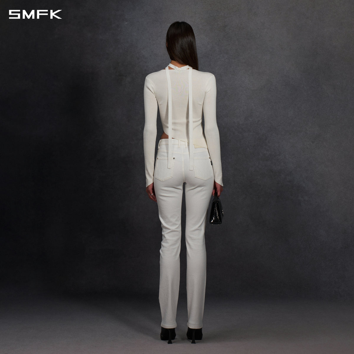 MYTH AEOLUS ASYMMETRY SLIM KNIT PULLOVER/SILK+LENZING TENCEL+COTTON CLOUD WHITE