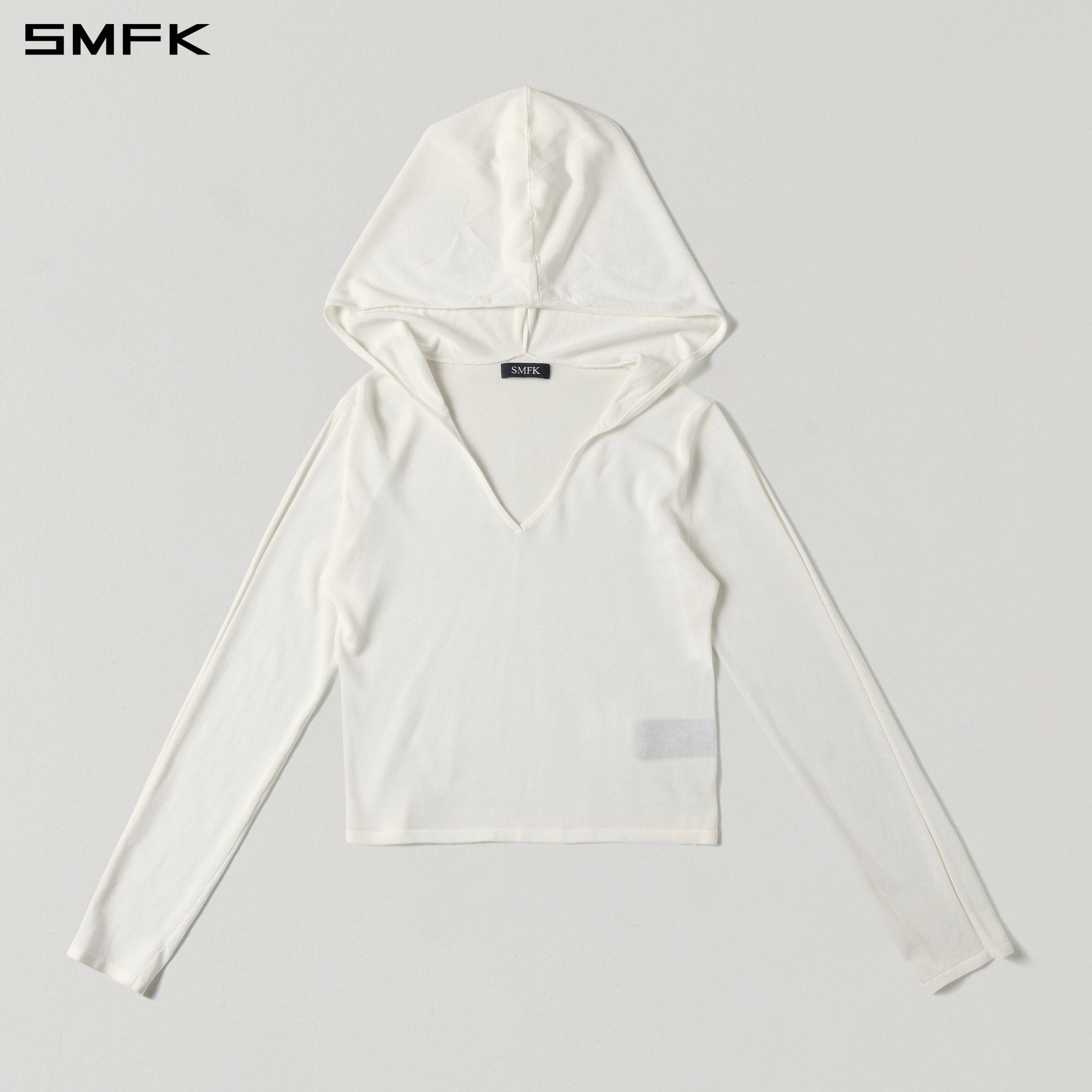 MYTH SIREN ROVE SLIM KNIT HOODIE/ACETATE+COTTON CLOUD WHITE