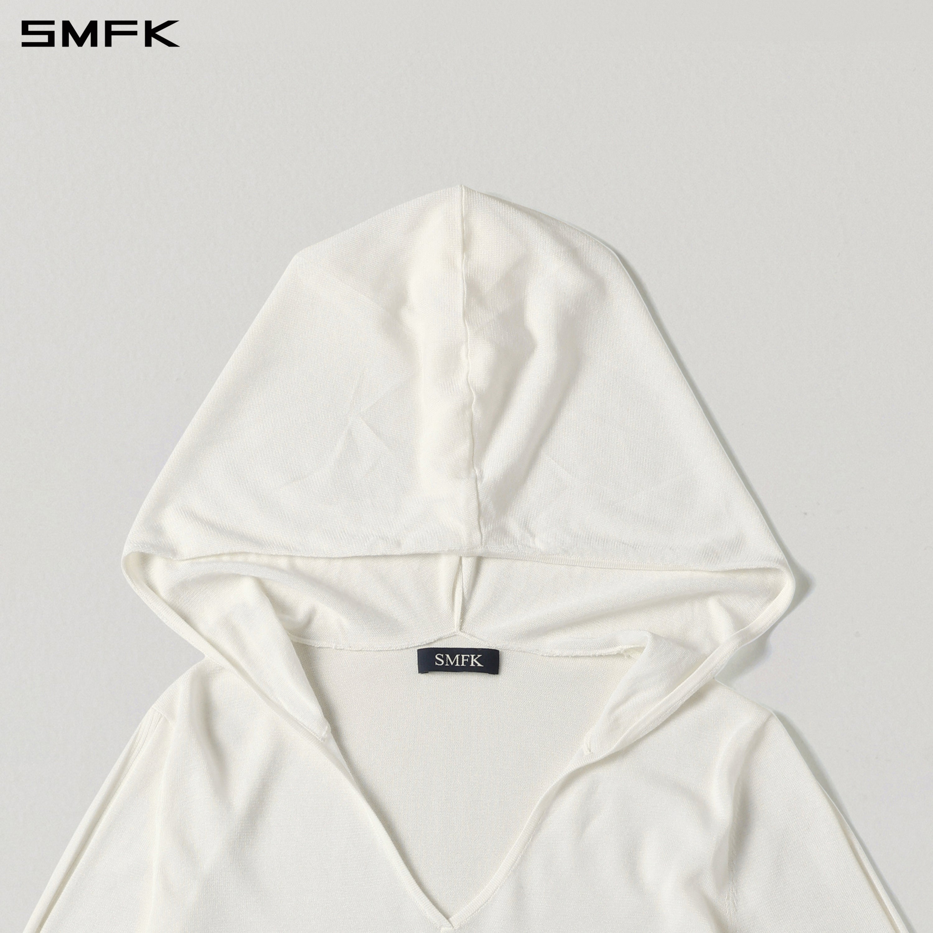 MYTH SIREN ROVE SLIM KNIT HOODIE/ACETATE+COTTON CLOUD WHITE