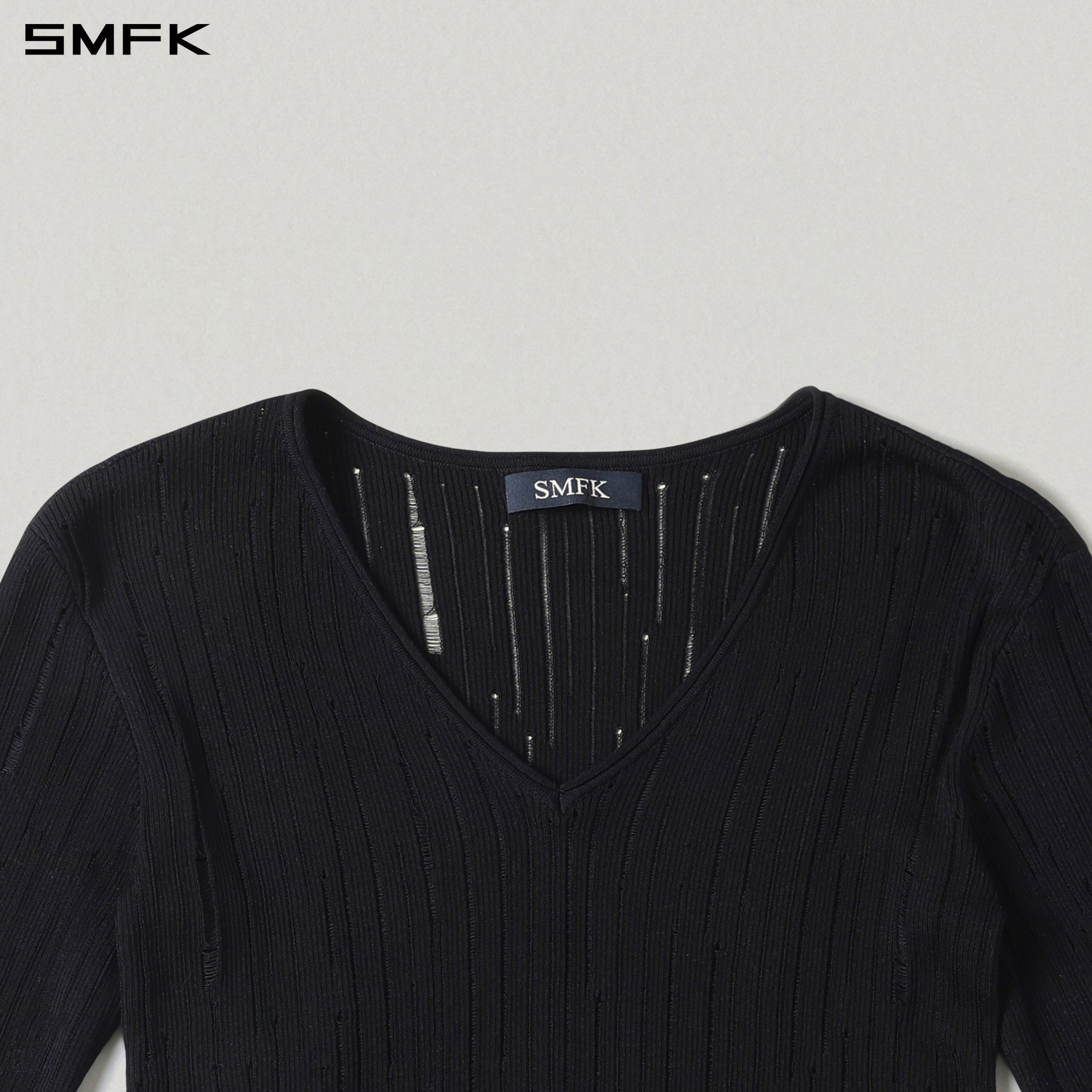 MIRAGE SIREN VISIONAL KNIT SHORT PULLOVER/ACETATE+COTTON WILD BLACK