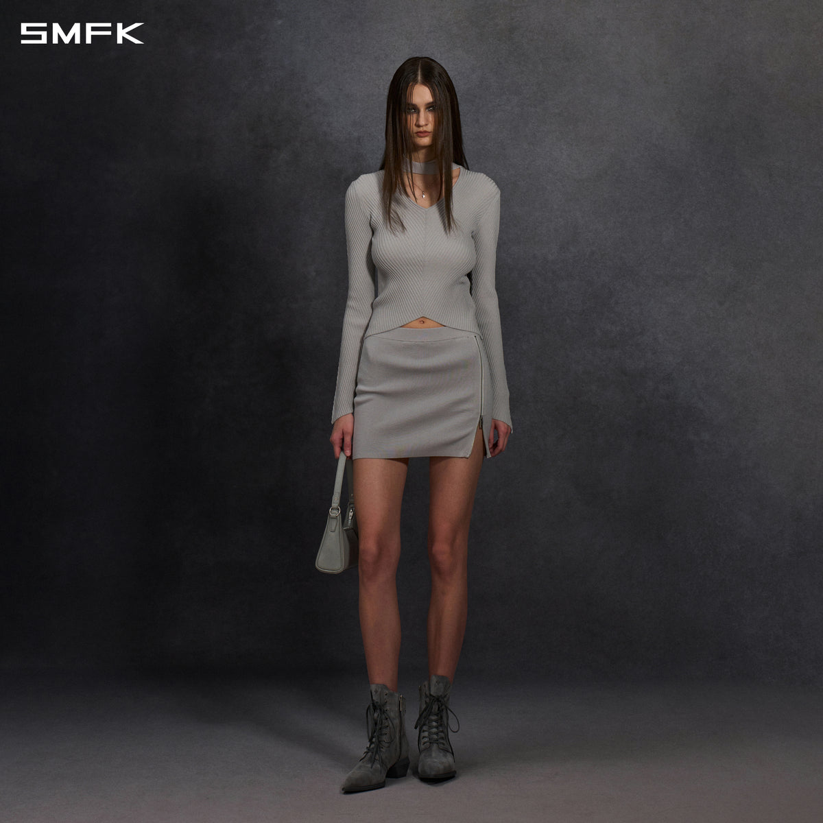 MYTH AEOLUS EVENING SLIM KNIT SWEATER / SILK+LENZING TENCEL+COTTON GLACIER GREY