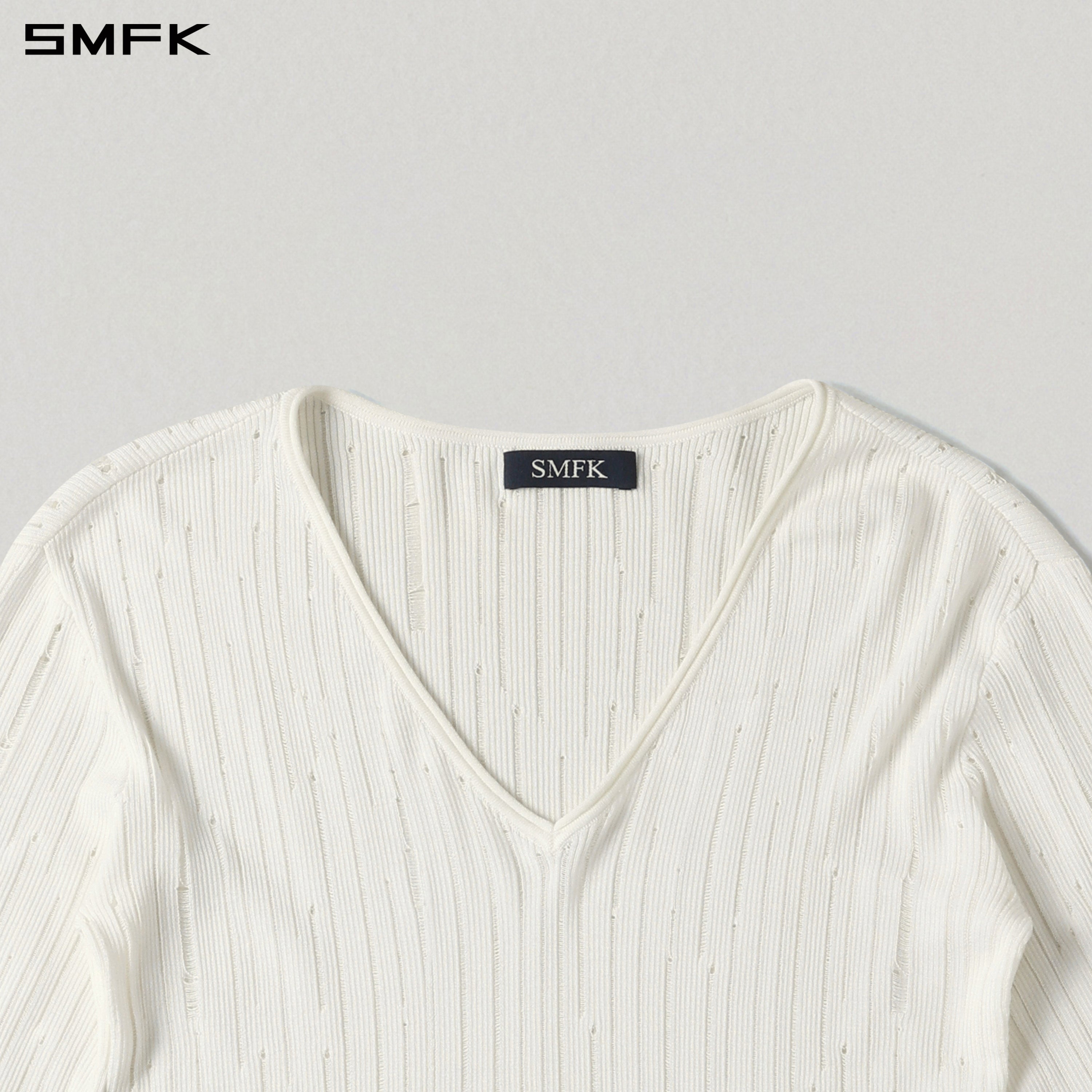 MIRAGE SIREN VISIONAL KNIT SHORT PULLOVER/ACETATE+COTTON CLOUD WHITE