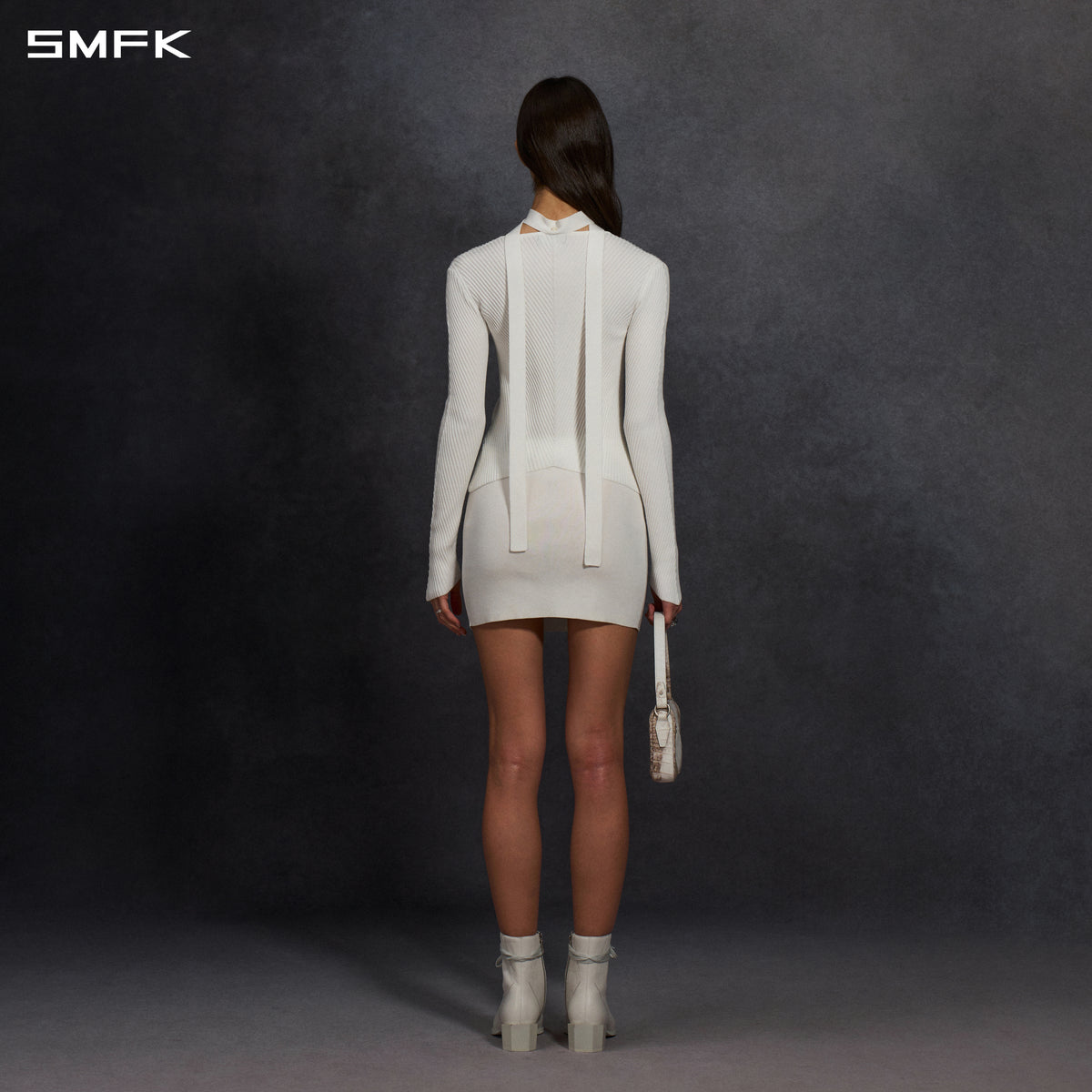 MYTH AEOLUS EVENING SLIM KNIT SWEATER / SILK+LENZING TENCEL+COTTON CLOUD WHITE