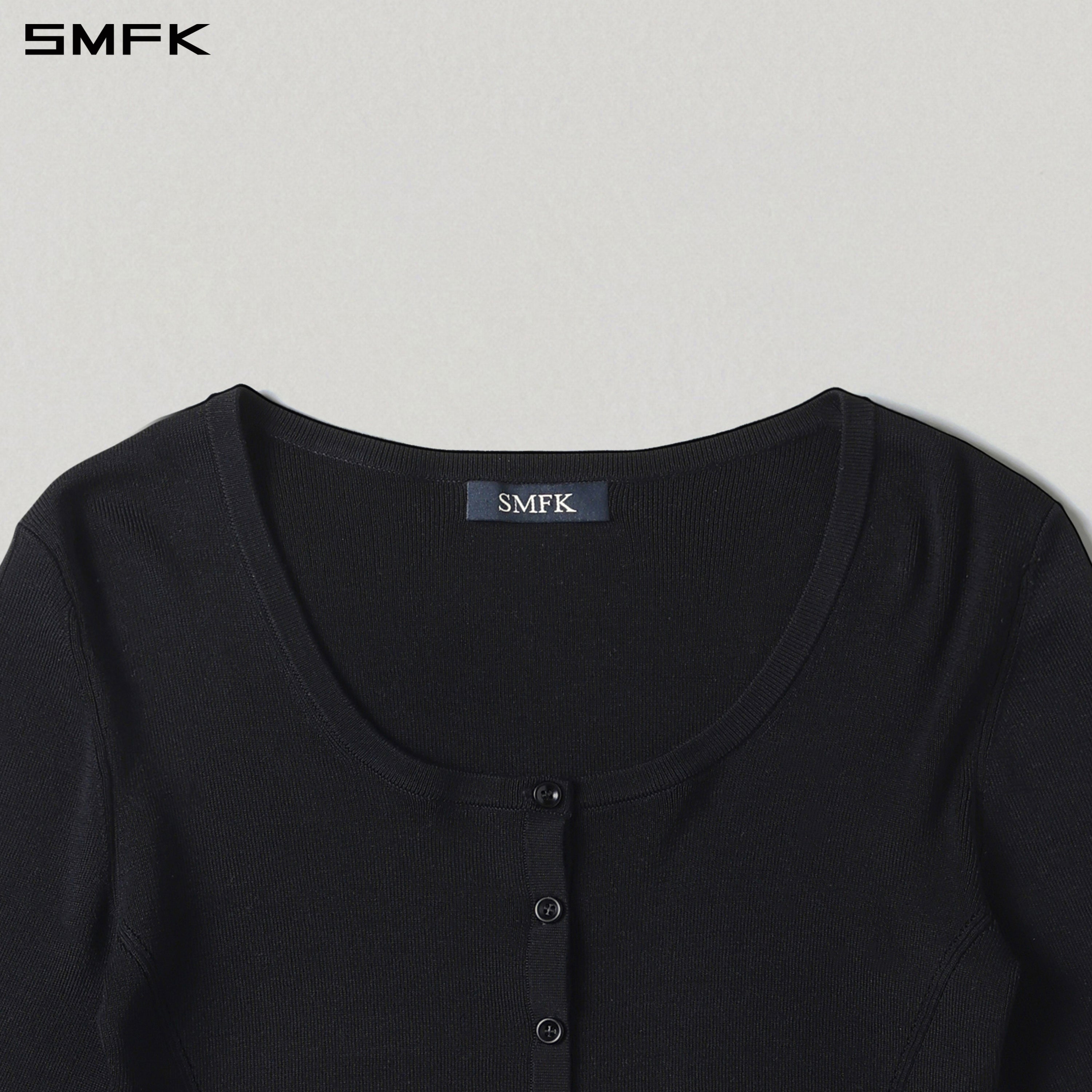 MYTH SEER SLIM KNIT CARDIGAN/TENCEL+SILK WILD BLACK